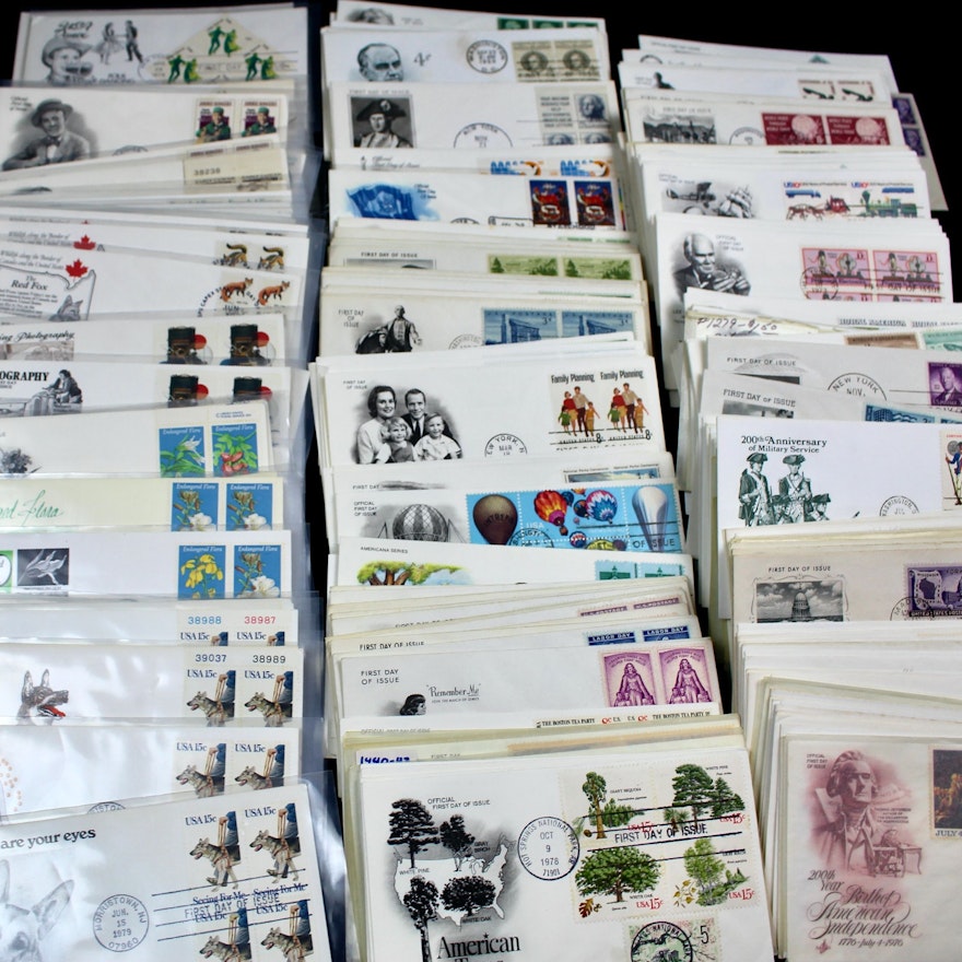 325 U.S. First Day Covers, All with Cachets and Unaddressed