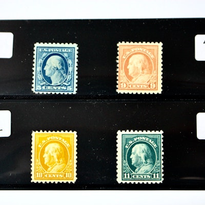 Four Mint Condition Regular Issue Stamps, Scott #s 466, 461, 472, and 473