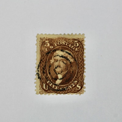 U.S. Scott #95 Used 5-Cent Washington Grill Postage Stamp