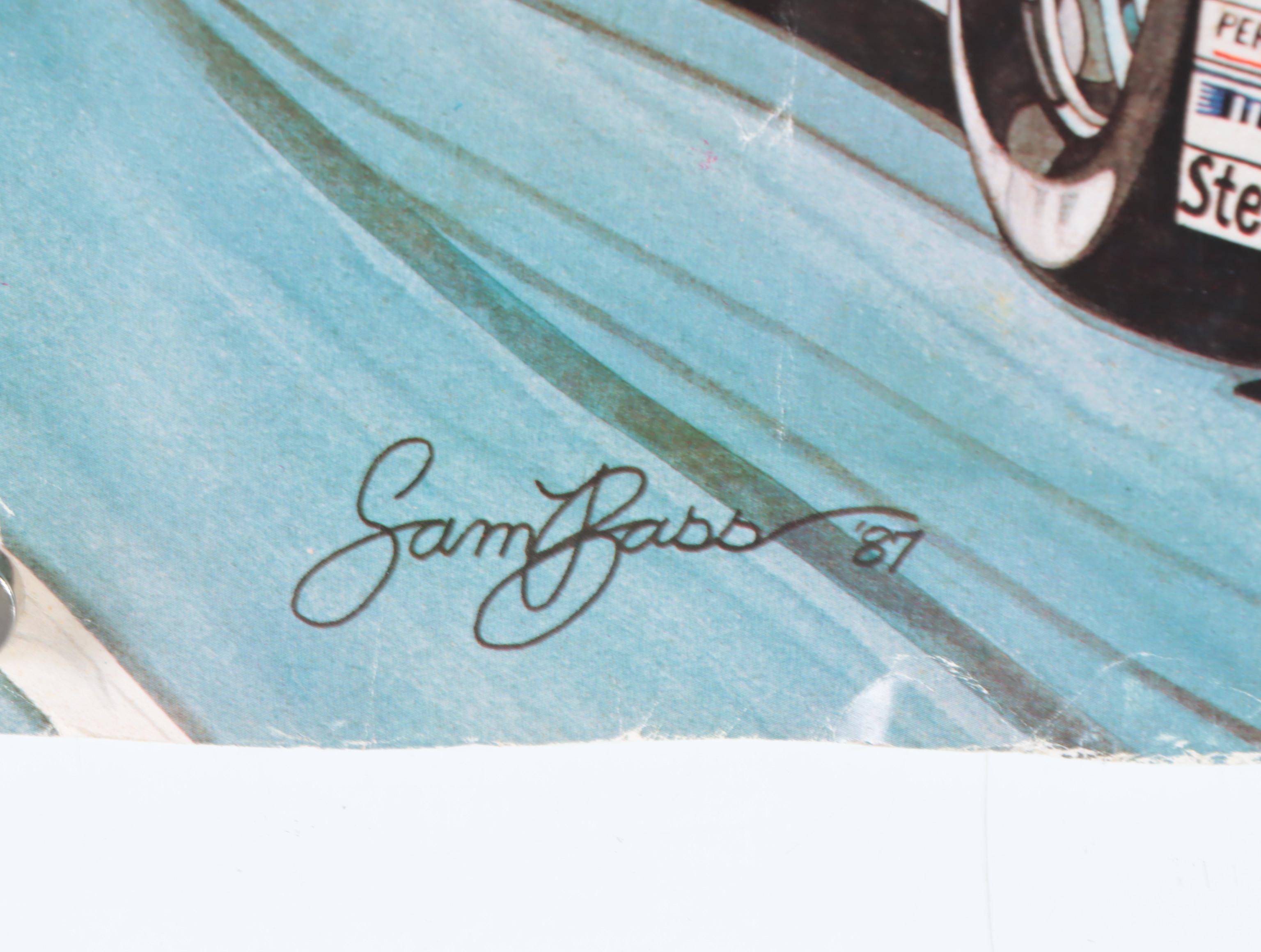 Alan Kulwicki Signed NASCAR Poster with Vintage Baseball Guides and More