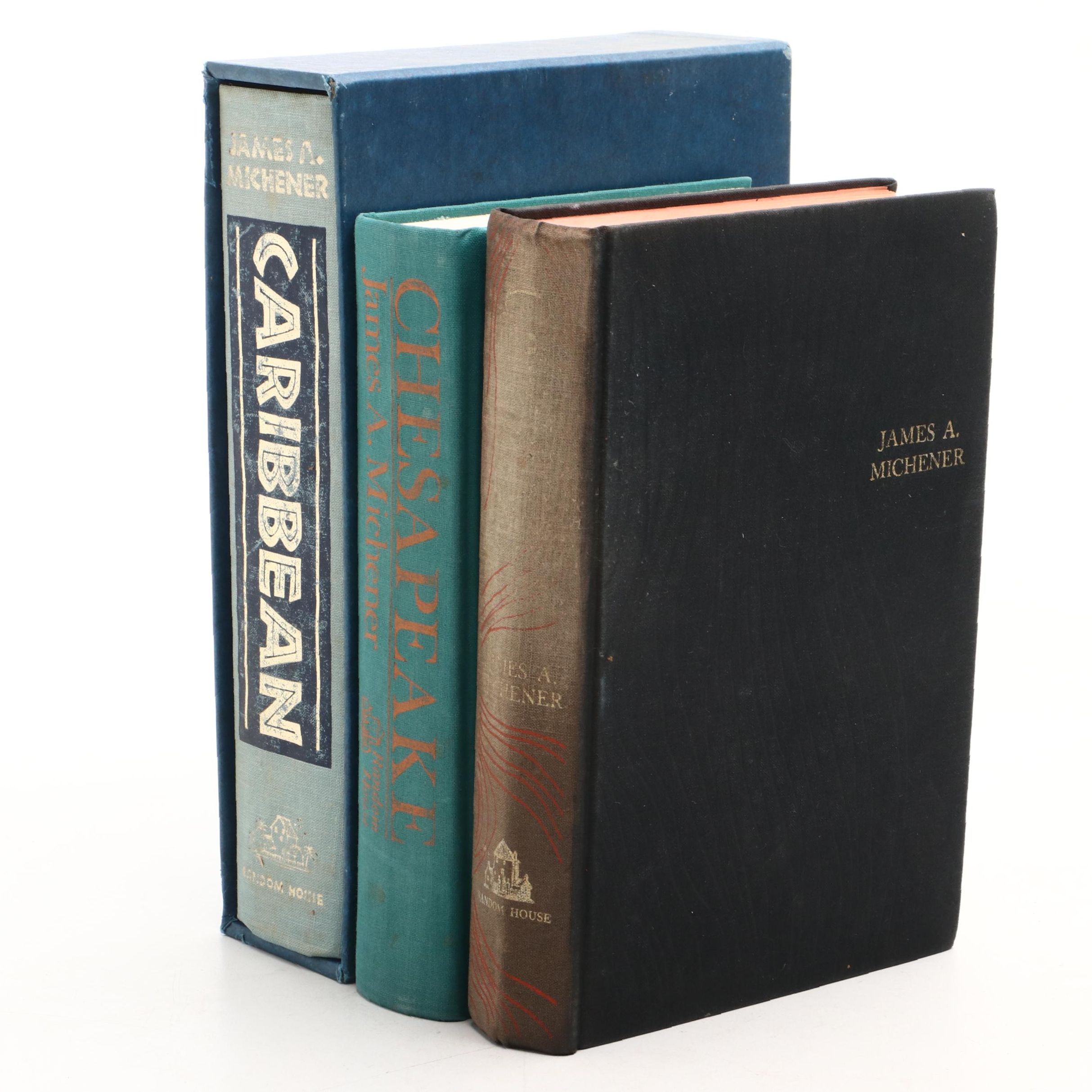 Signed First Edition James Michener Novels with "Caribbean" and "Chesapeake"