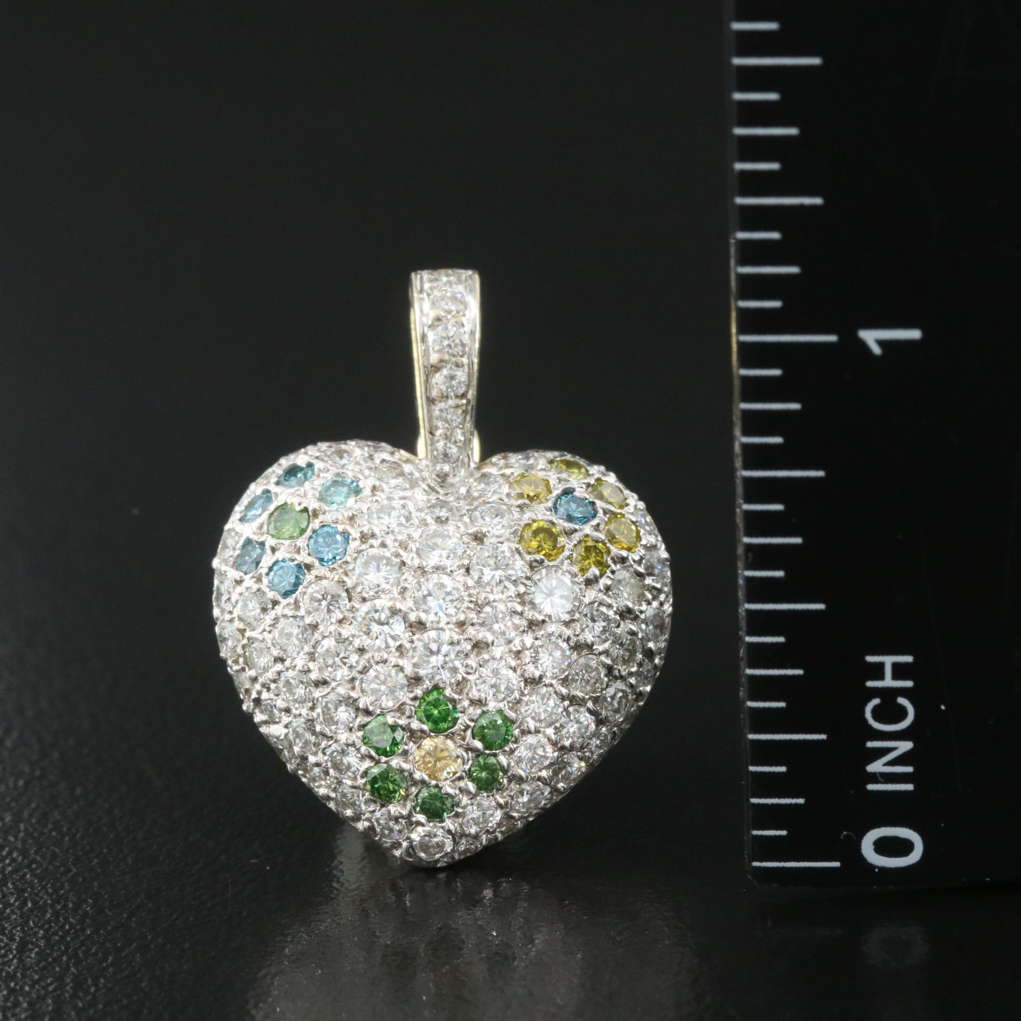 18K Pavé 3.50 CTW Diamond Heart Enhancer Pendant with Lab Grown Fancy Diamonds