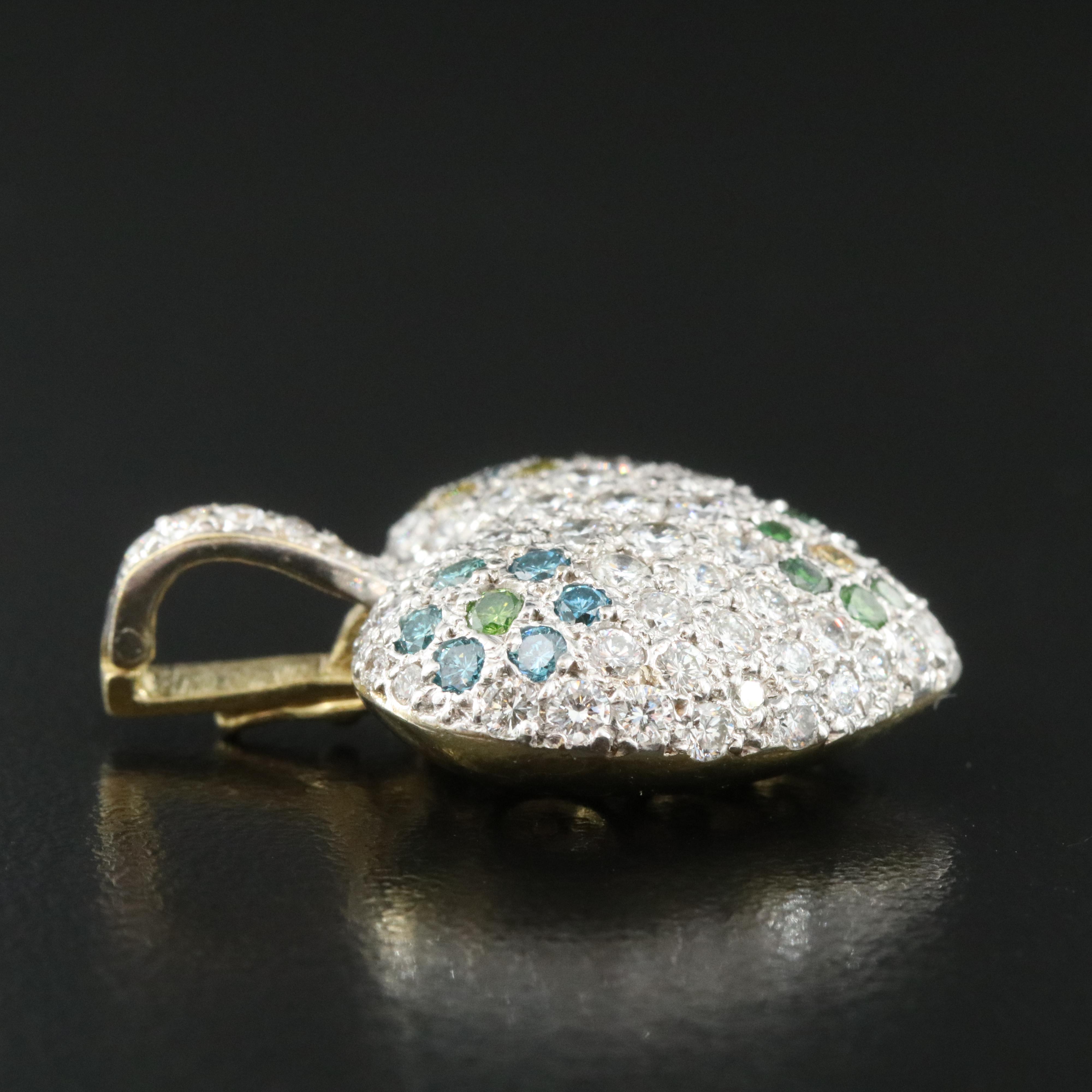 18K Pavé 3.50 CTW Diamond Heart Enhancer Pendant with Lab Grown Fancy Diamonds