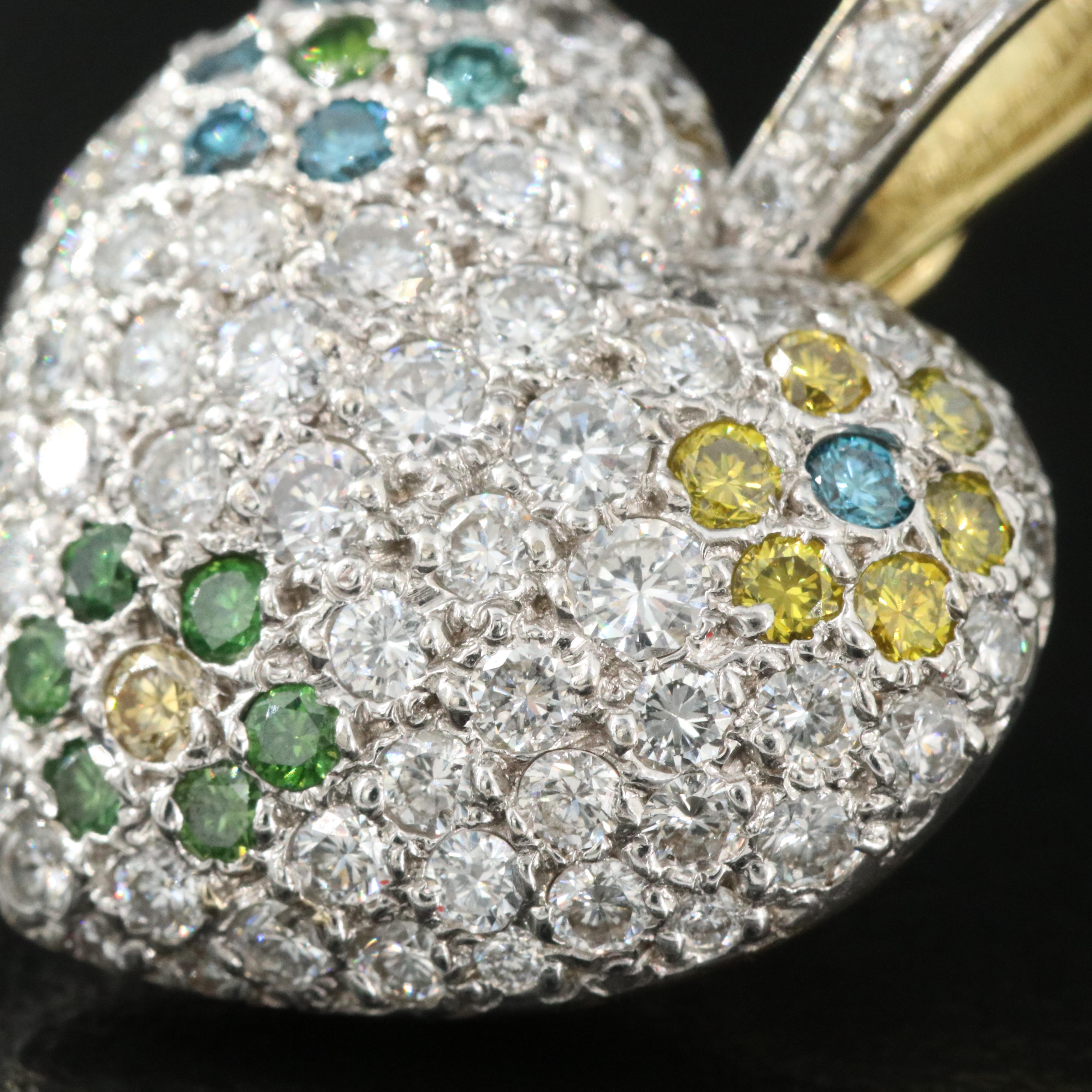 18K Pavé 3.50 CTW Diamond Heart Enhancer Pendant with Lab Grown Fancy Diamonds
