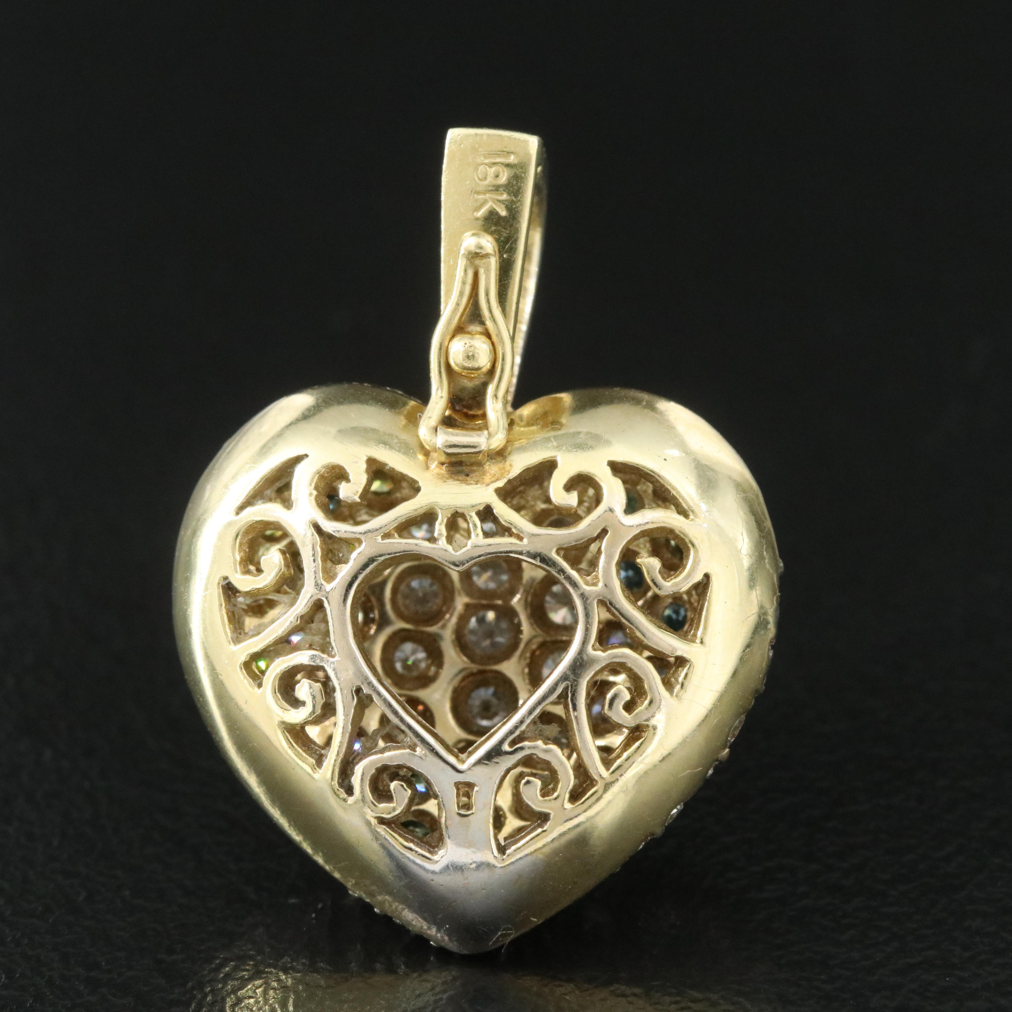 18K Pavé 3.50 CTW Diamond Heart Enhancer Pendant with Lab Grown Fancy Diamonds