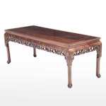 Large Chinese Carved Hardwood Dining Table, Antique