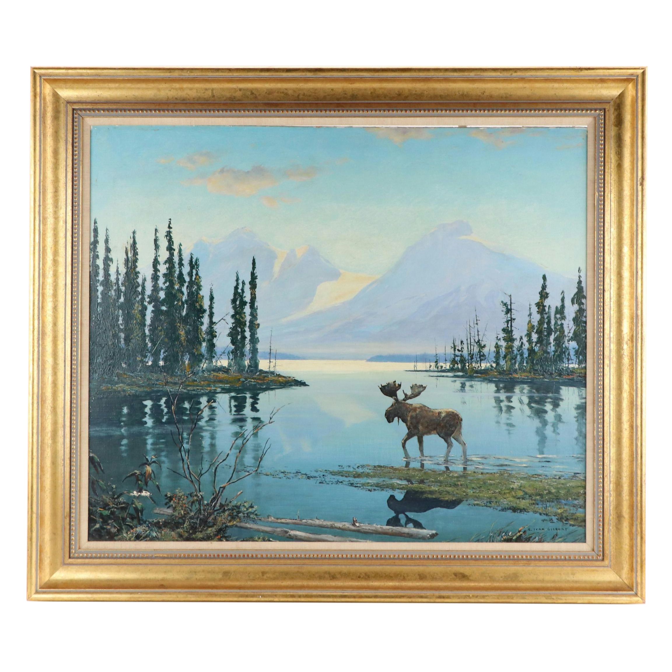 Carl Ivar Gilbert Oil Painting "Wild Country," Mid-20th Century