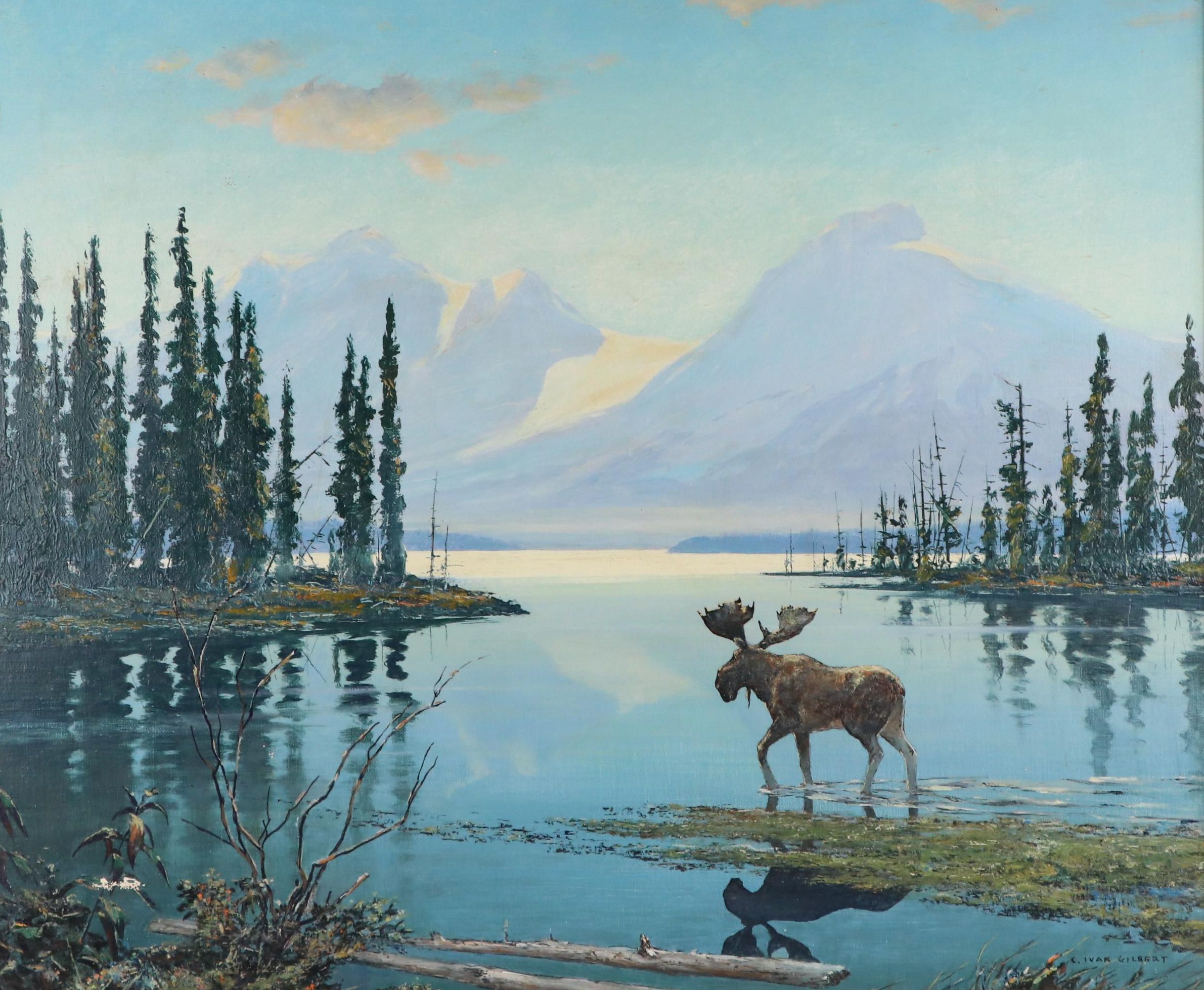 Carl Ivar Gilbert Oil Painting "Wild Country," Mid-20th Century