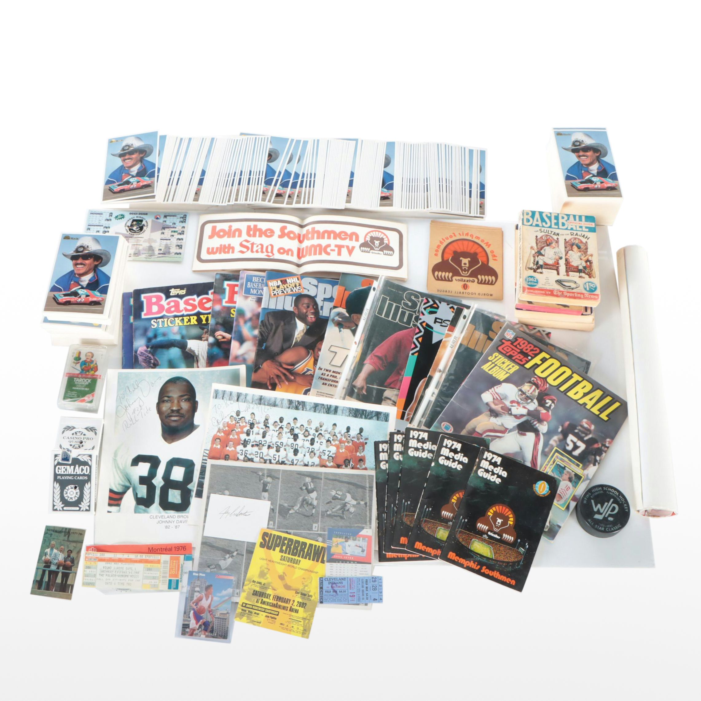 Alan Kulwicki Signed NASCAR Poster with Vintage Baseball Guides and More