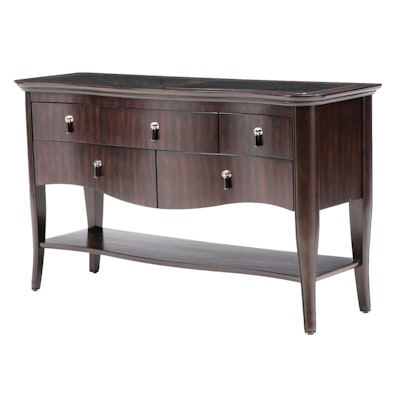 Havertys "Astor Park" Marble Top Serpentine Sideboard in Dark Cherry Finish