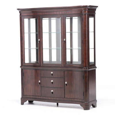 Havertys "Astor Park" Serpentine China Cabinet in Dark Cherry Finish