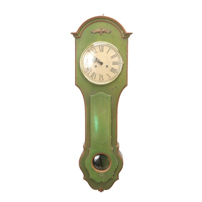 Colonial Mfg. Co. Wooden Case Morbier Style Wall Clock