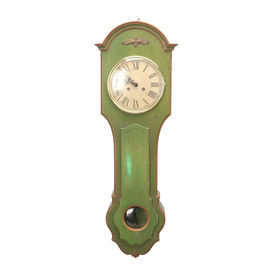 Colonial Mfg. Co. Wooden Case Morbier Style Wall Clock