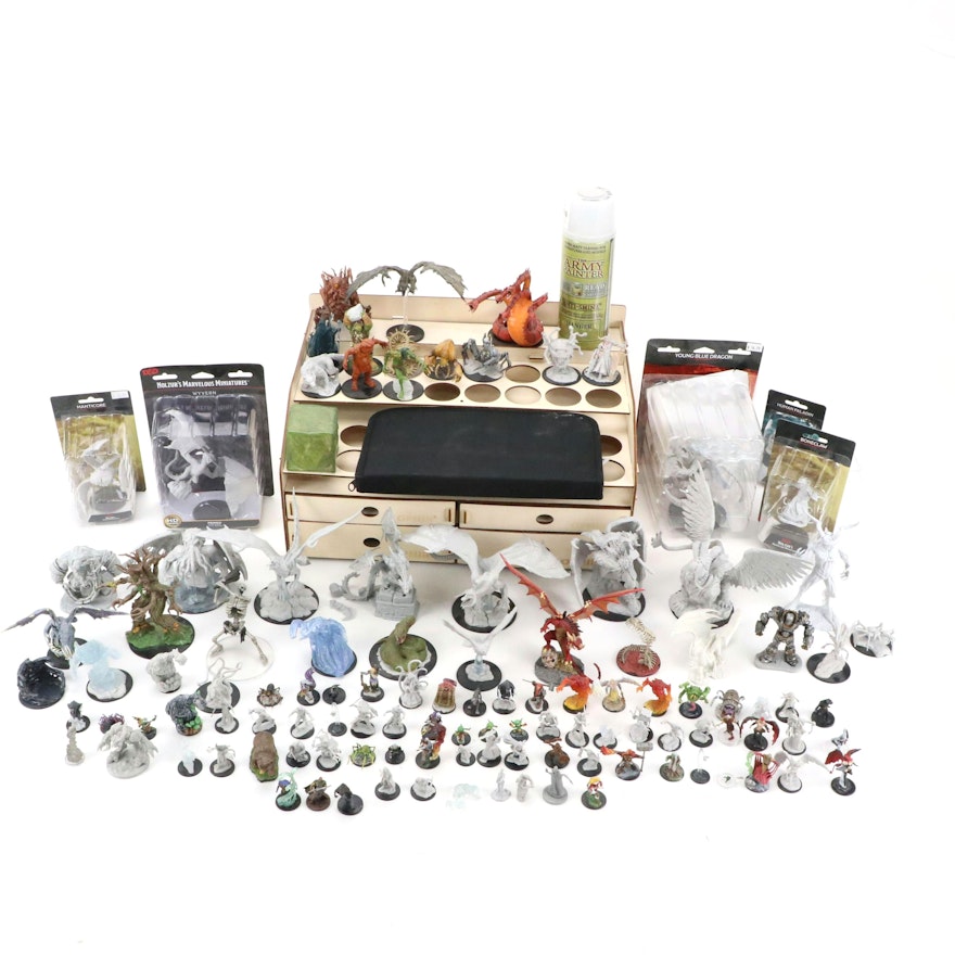 Miniature Dungeons and Dragons Figures with Painting Supplies and More
