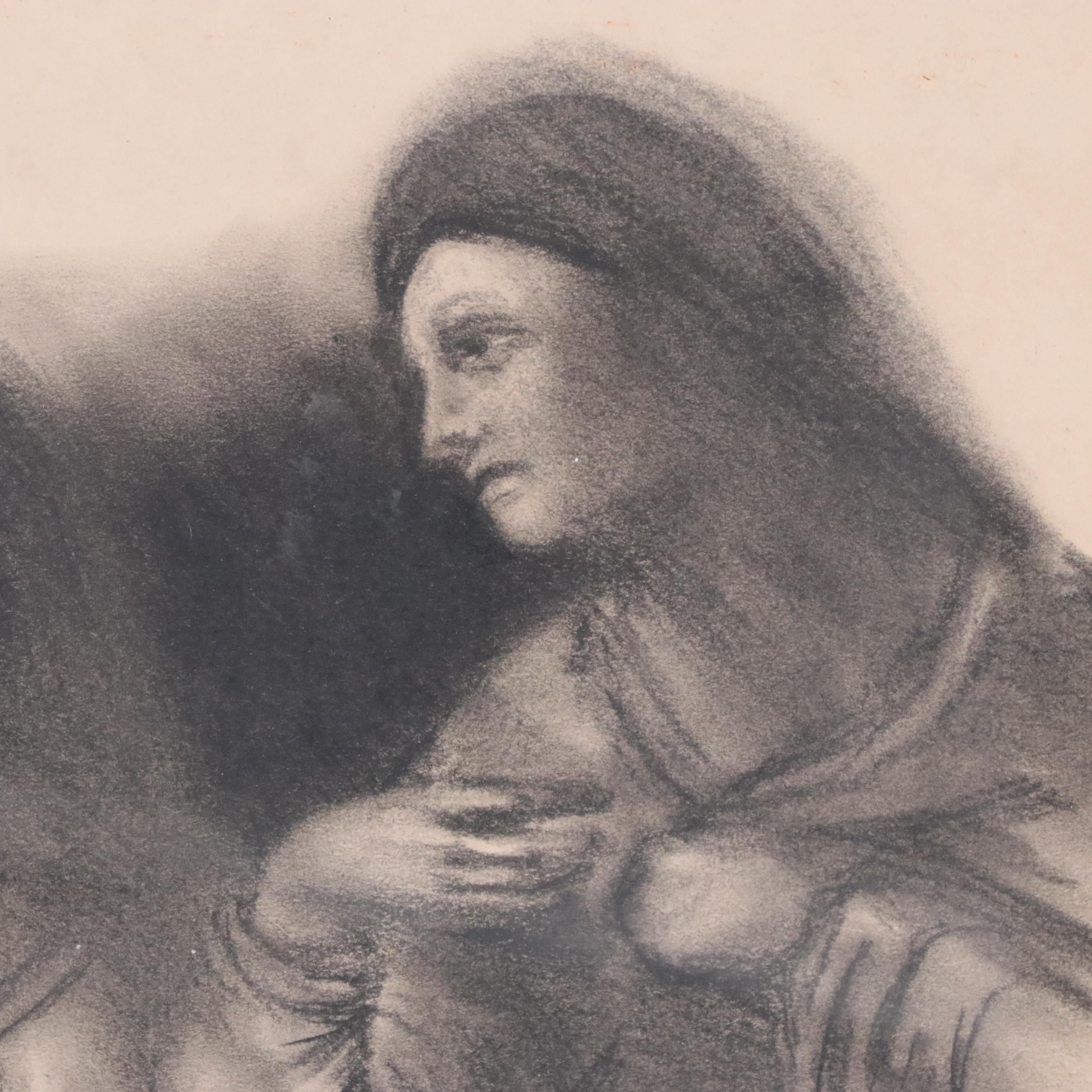 Thomas Hauck Charcoal Drawing of Three Apostles After Da Vinci's "Last Supper"