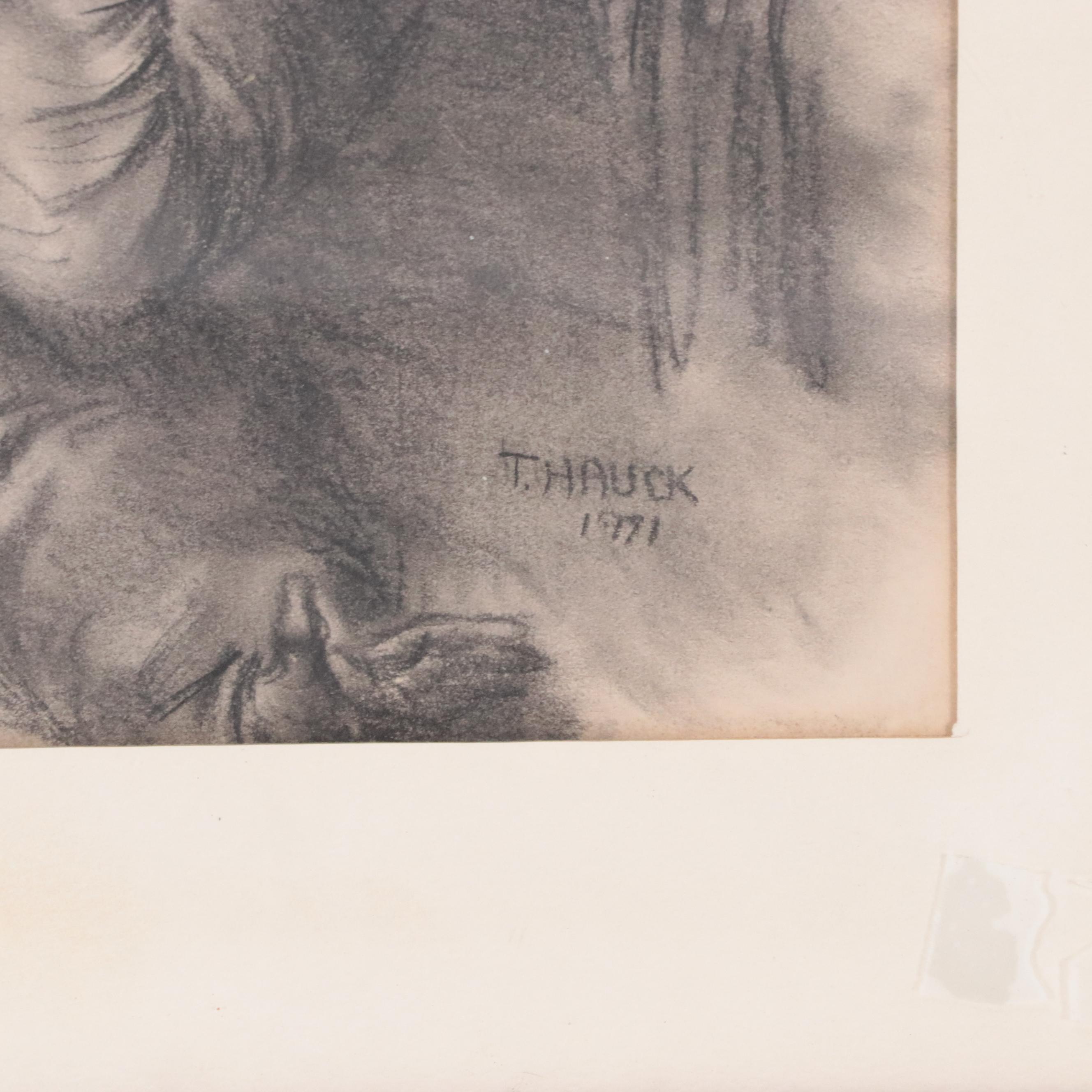 Thomas Hauck Charcoal Drawing of Three Apostles After Da Vinci's "Last Supper"