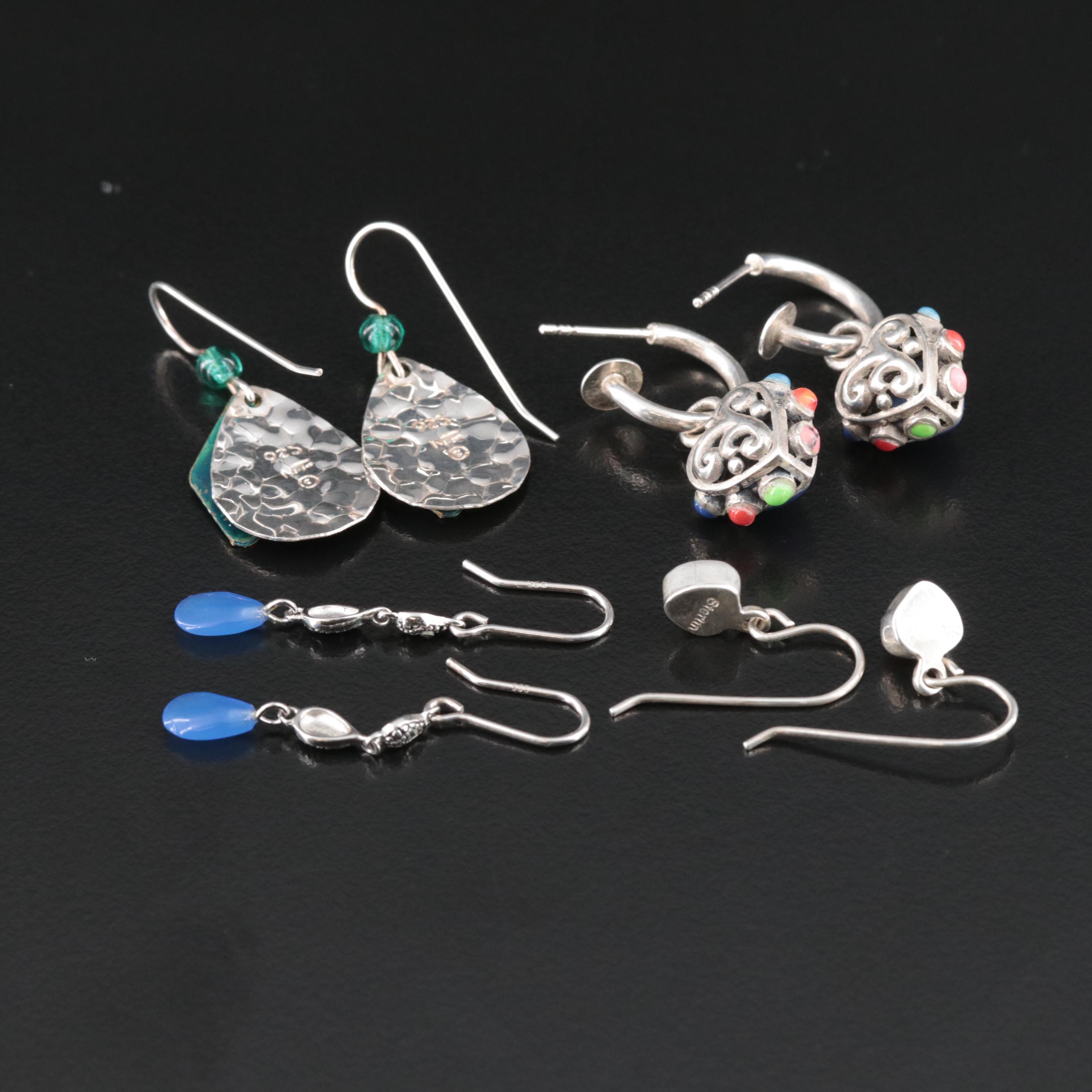 Sterling Earrings Including Charms with Enamel and Marcasite