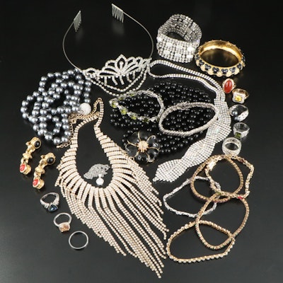 Assorted Jewelry Including Joan Rivers, Rhinestone and Carnelian