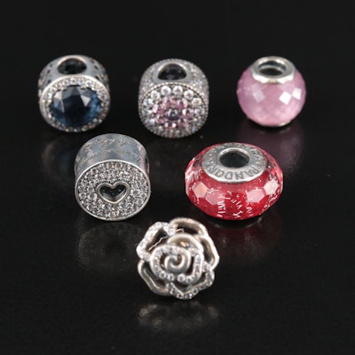 Pandora Sterling Beads and Single Rose Earring