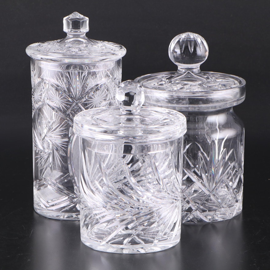 American Brilliant Style Glass Biscuit Barrel with More Biscuit Barrels