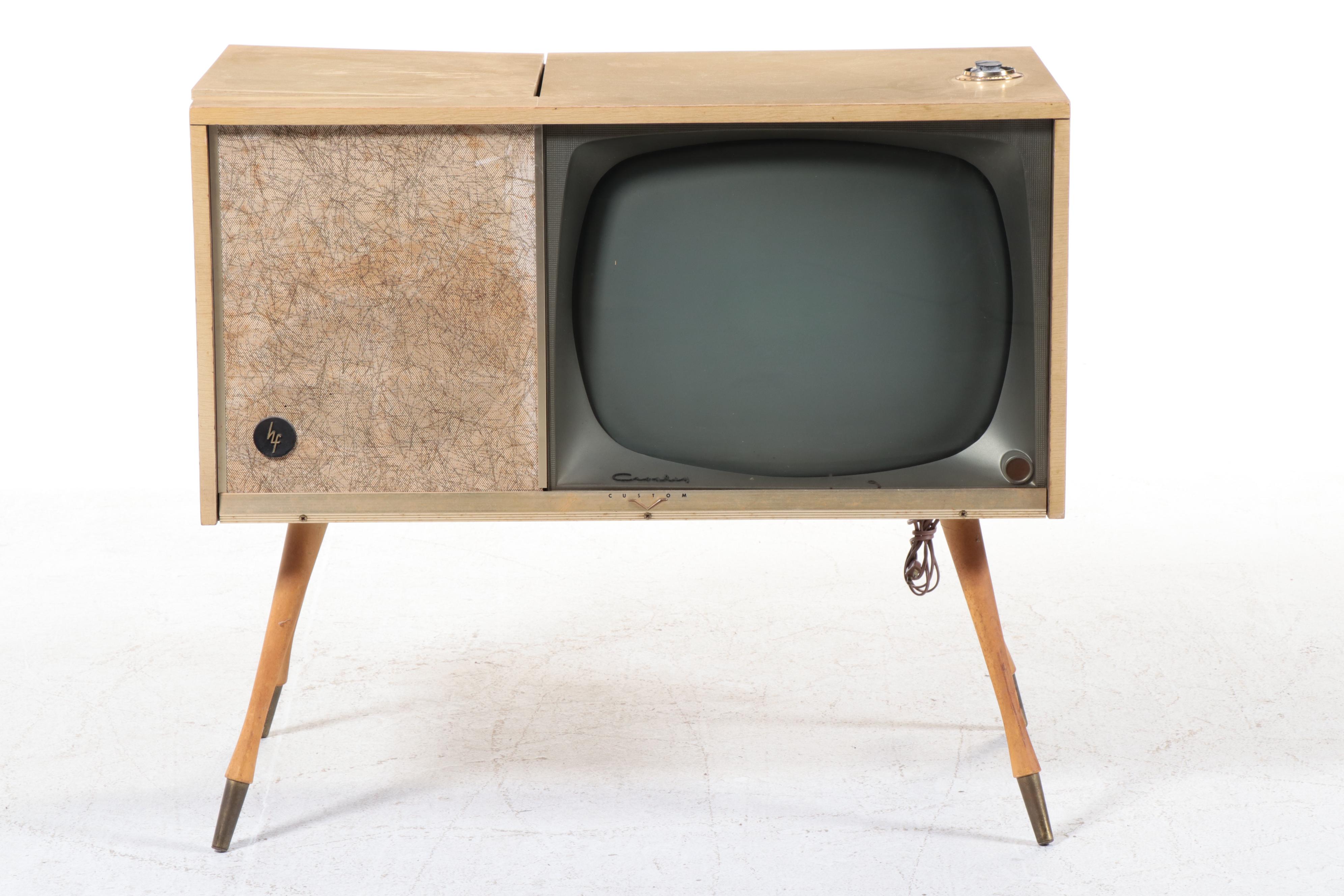 Mid Century Modern Crosley Custom Console Television With Turntable