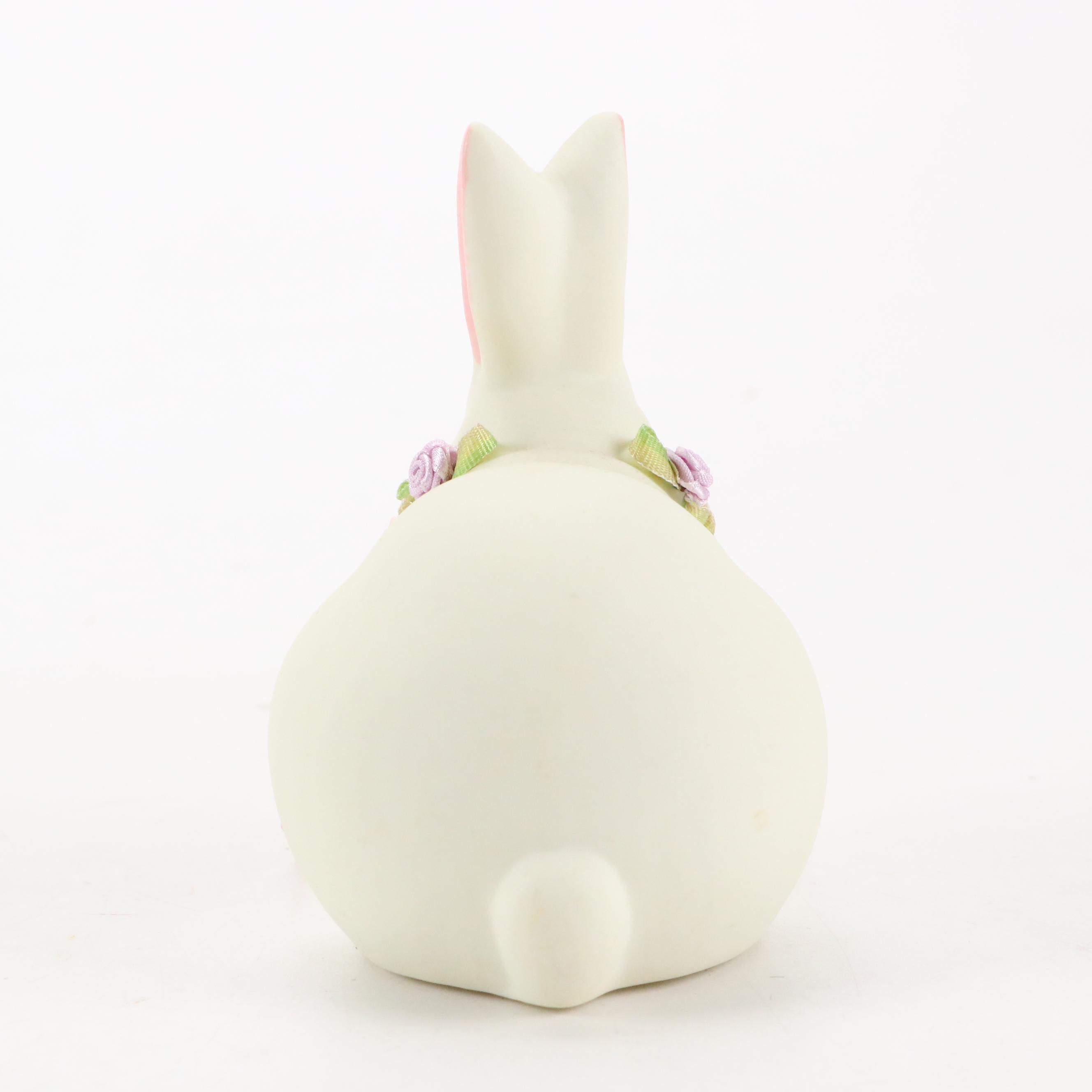 Dept. 56 Bisque Porcelain Rabbit with Other Easter Bunny Theme Décor