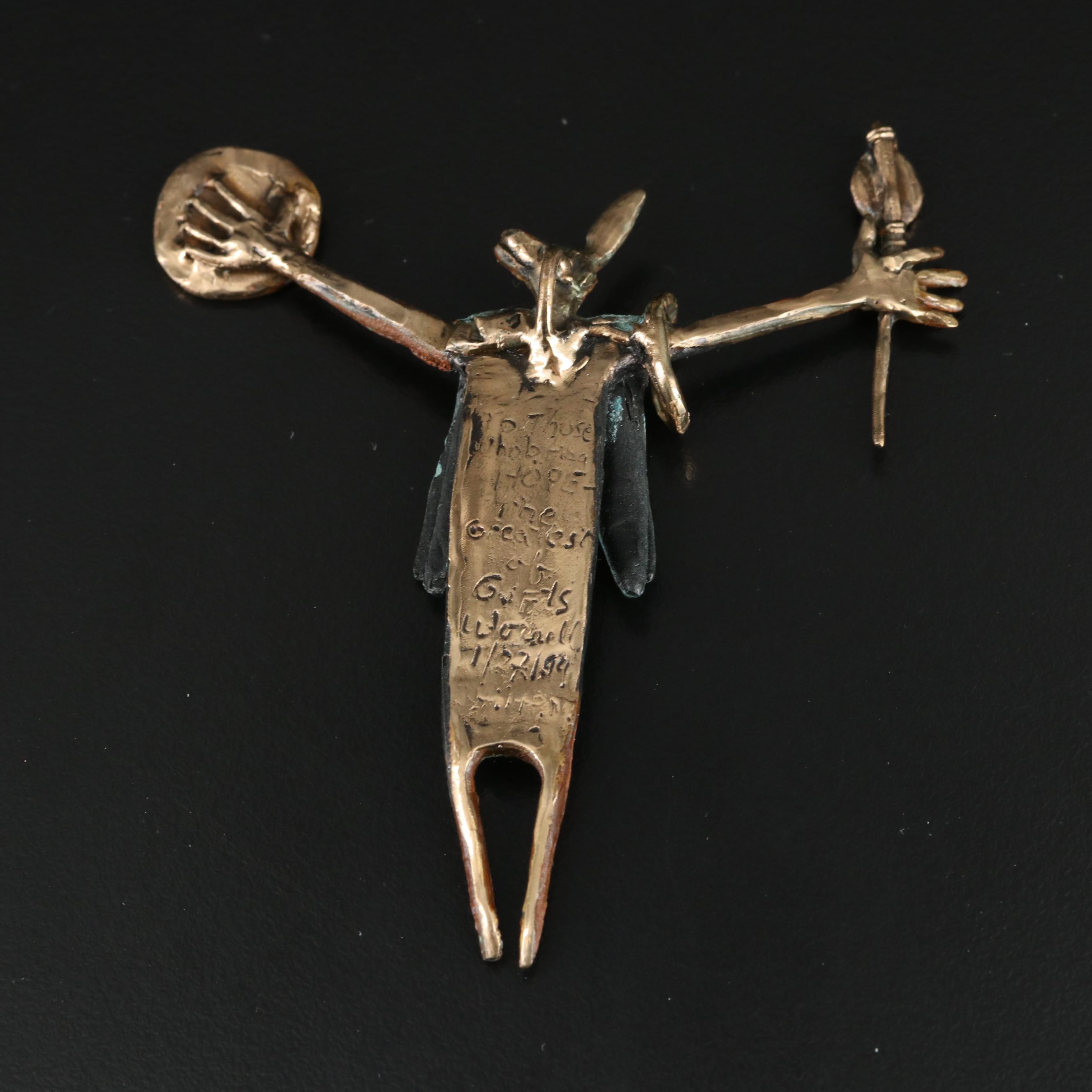Bill Worrell of Santa Fe Handmade Figural "Hope" Bronze Pendant