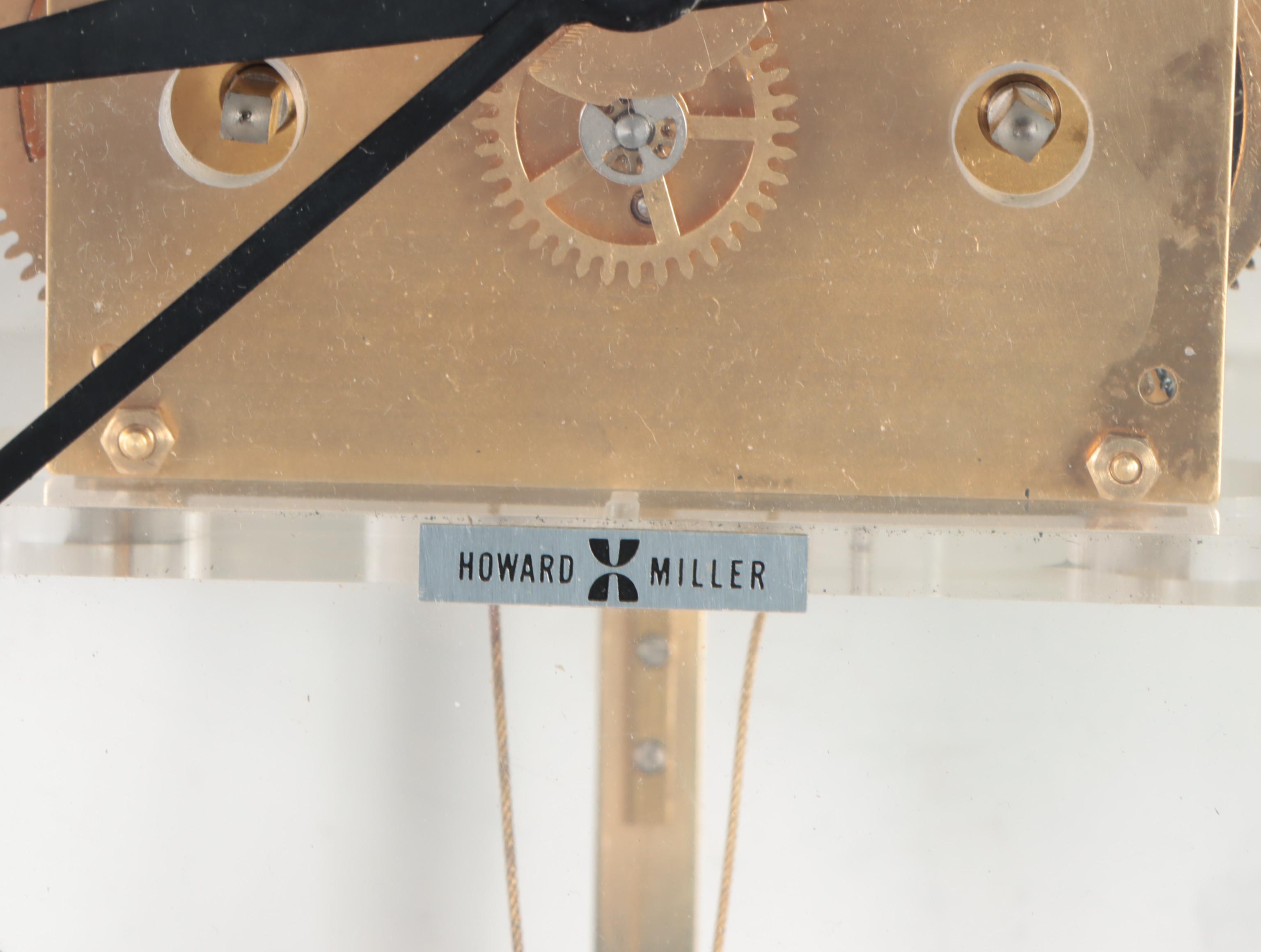 George Nelson for Howard Miller Lucite and Brass Skeleton Wall Clock