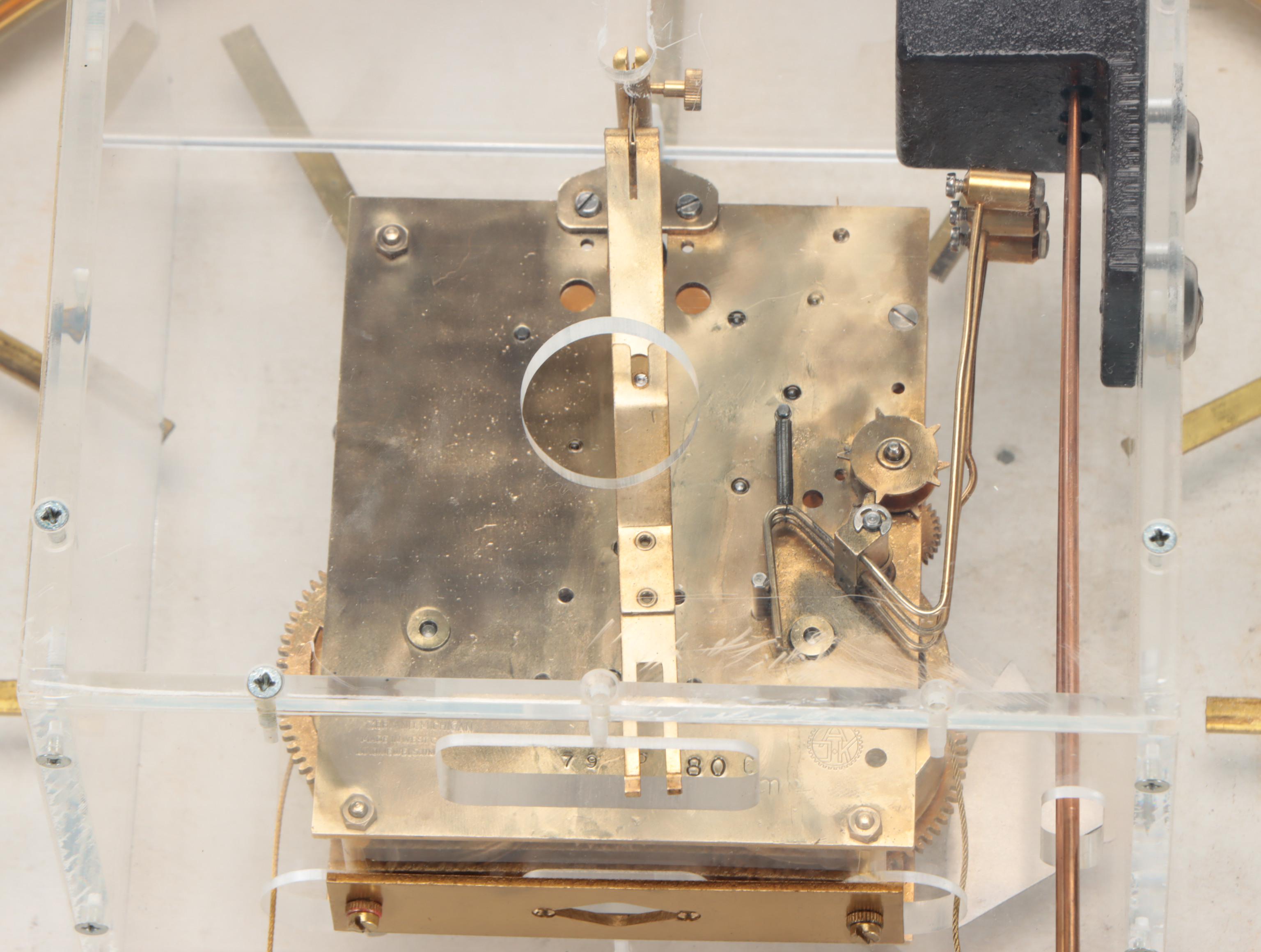 George Nelson for Howard Miller Lucite and Brass Skeleton Wall Clock