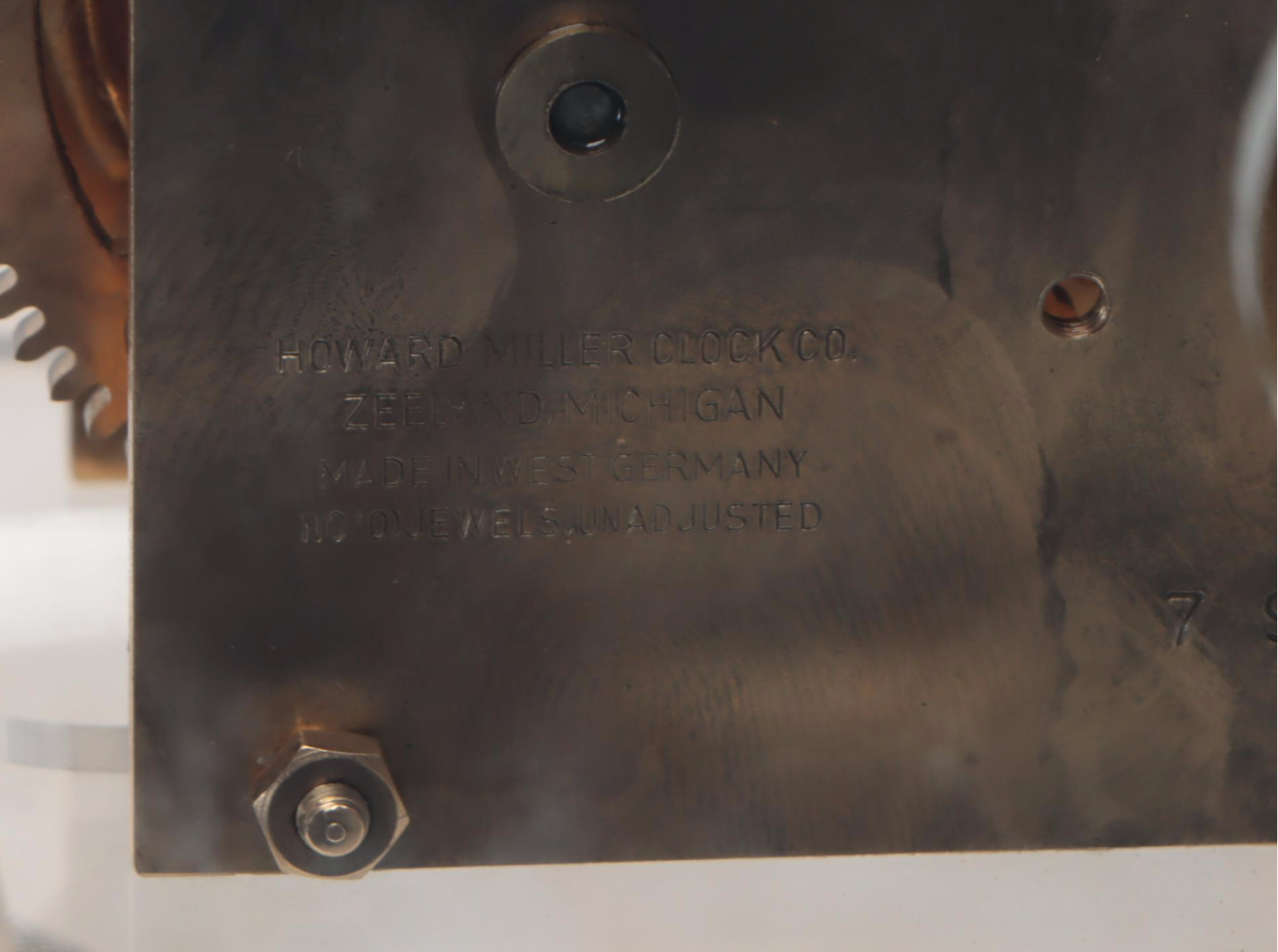 George Nelson for Howard Miller Lucite and Brass Skeleton Wall Clock