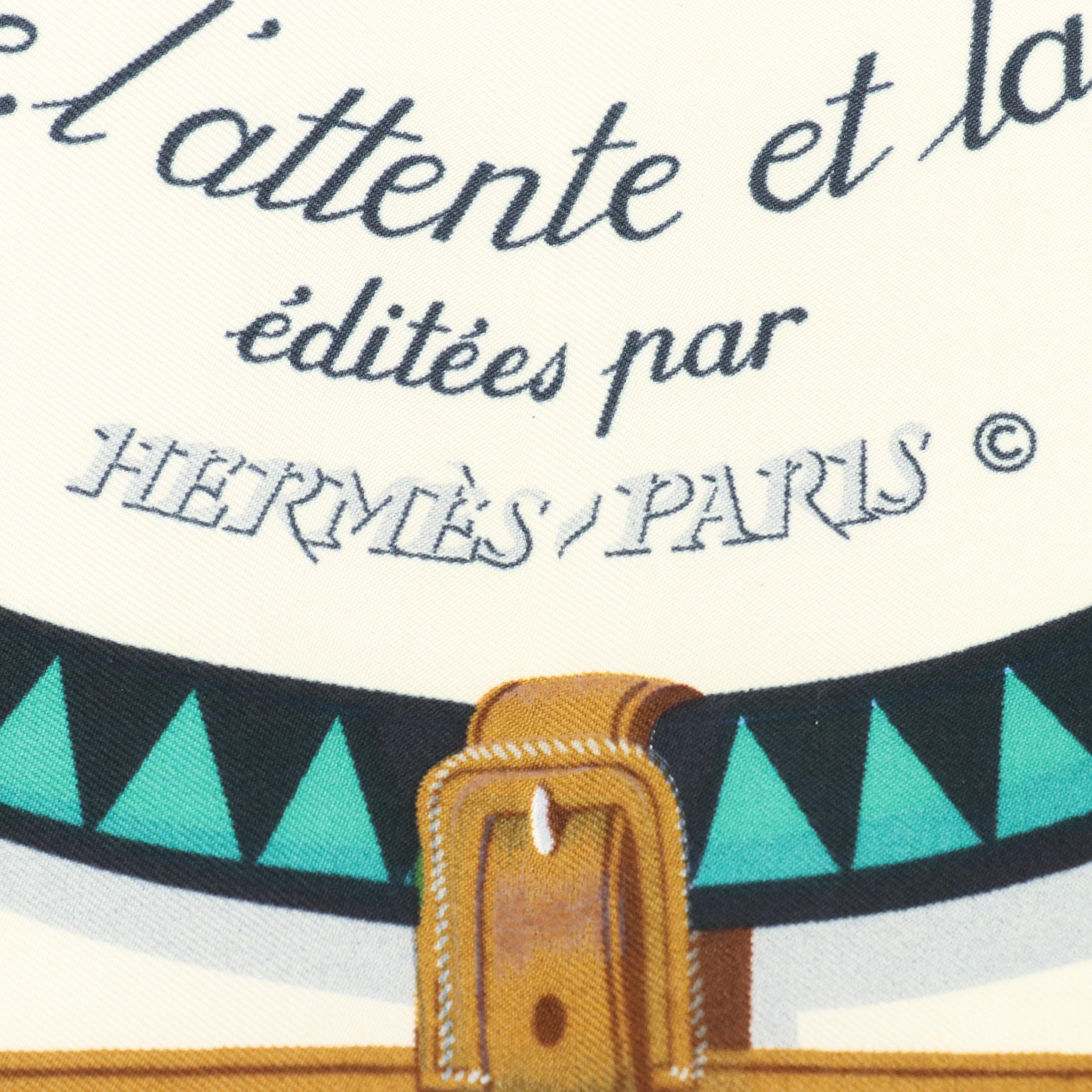 Hermès Early Issue "Couvertures et Tenues de Jour" Scarf 90 in Silk Twill, Box