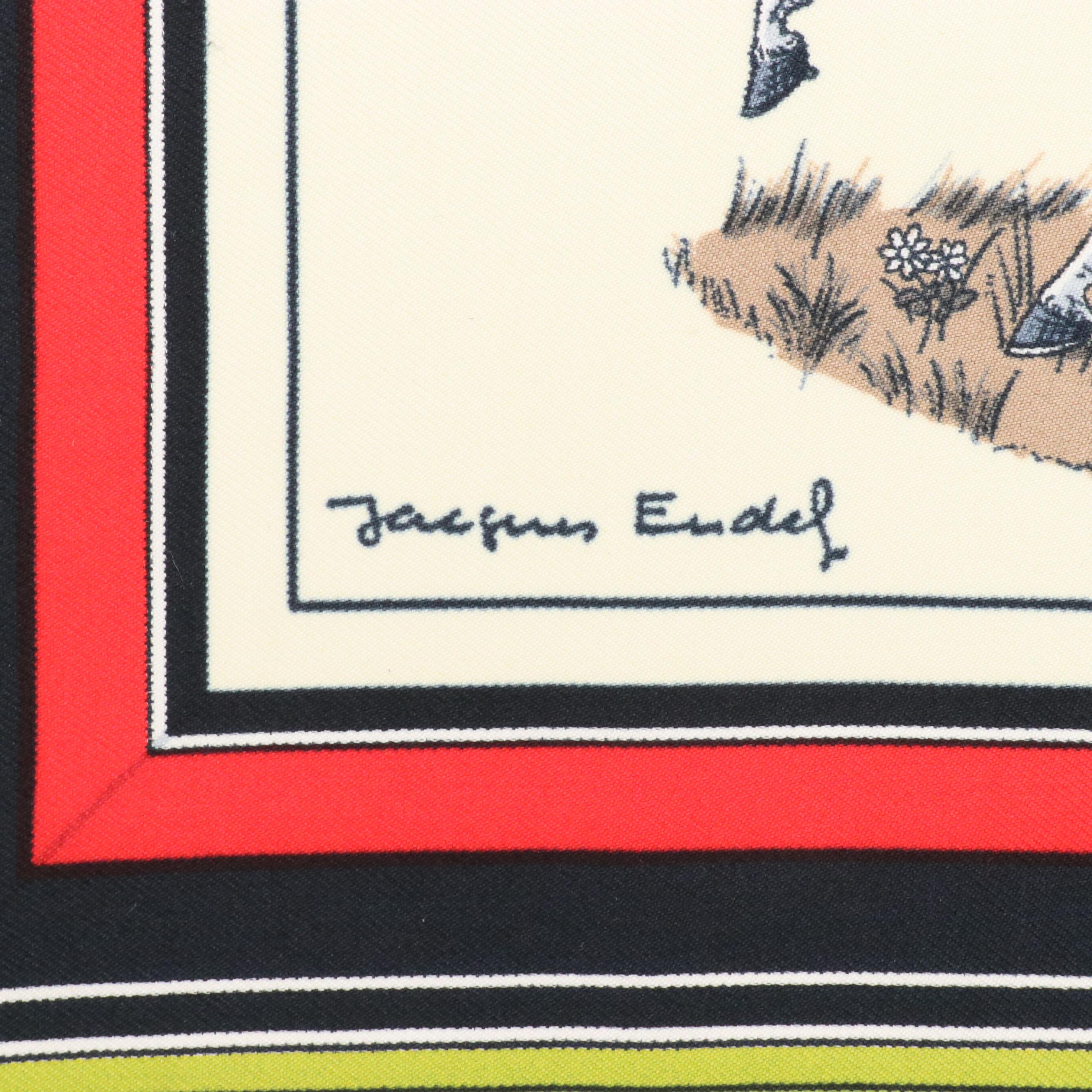 Hermès Early Issue "Couvertures et Tenues de Jour" Scarf 90 in Silk Twill, Box