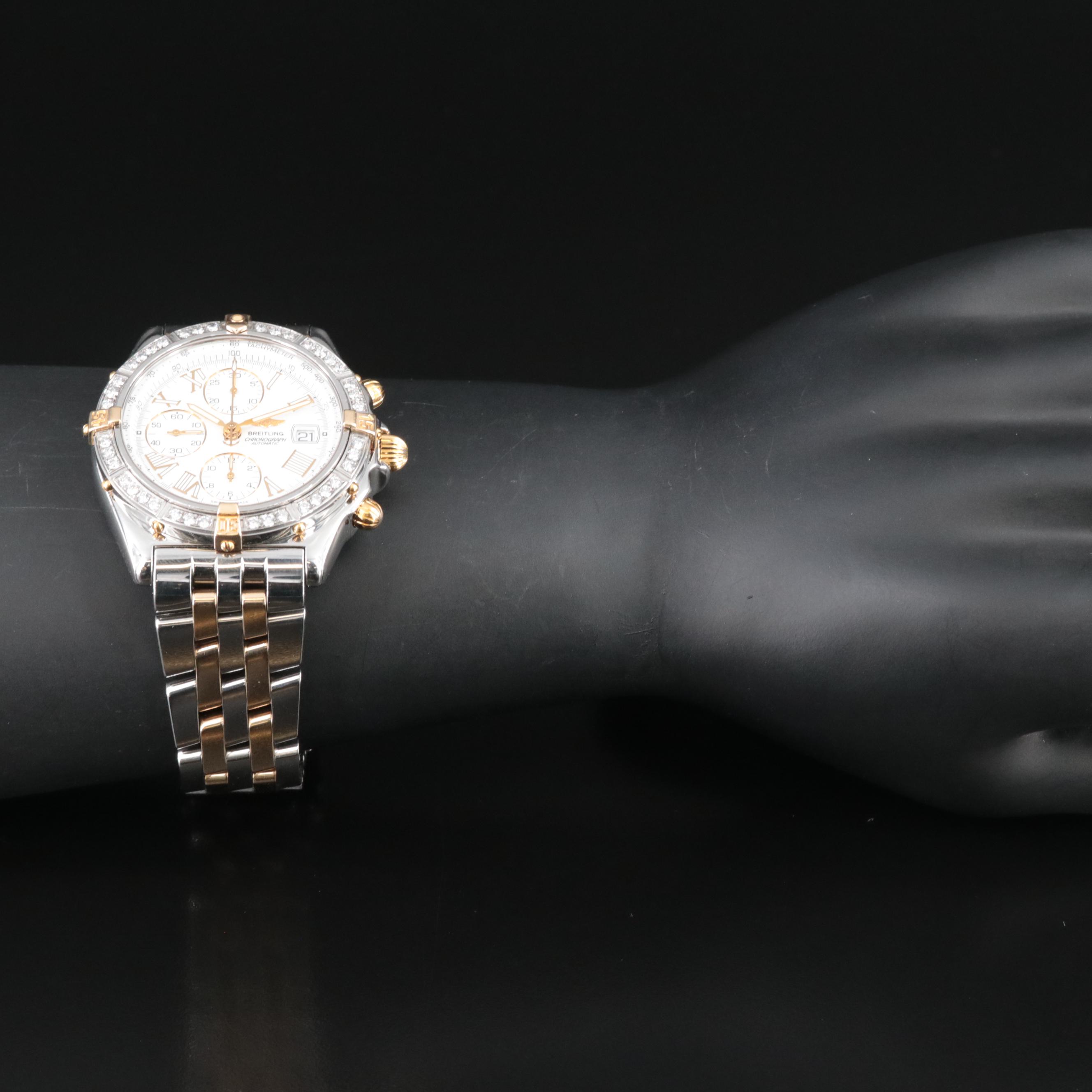 Breitling Crosswind 1.10 CTW Custom Diamond Bezel Chronograph Watch