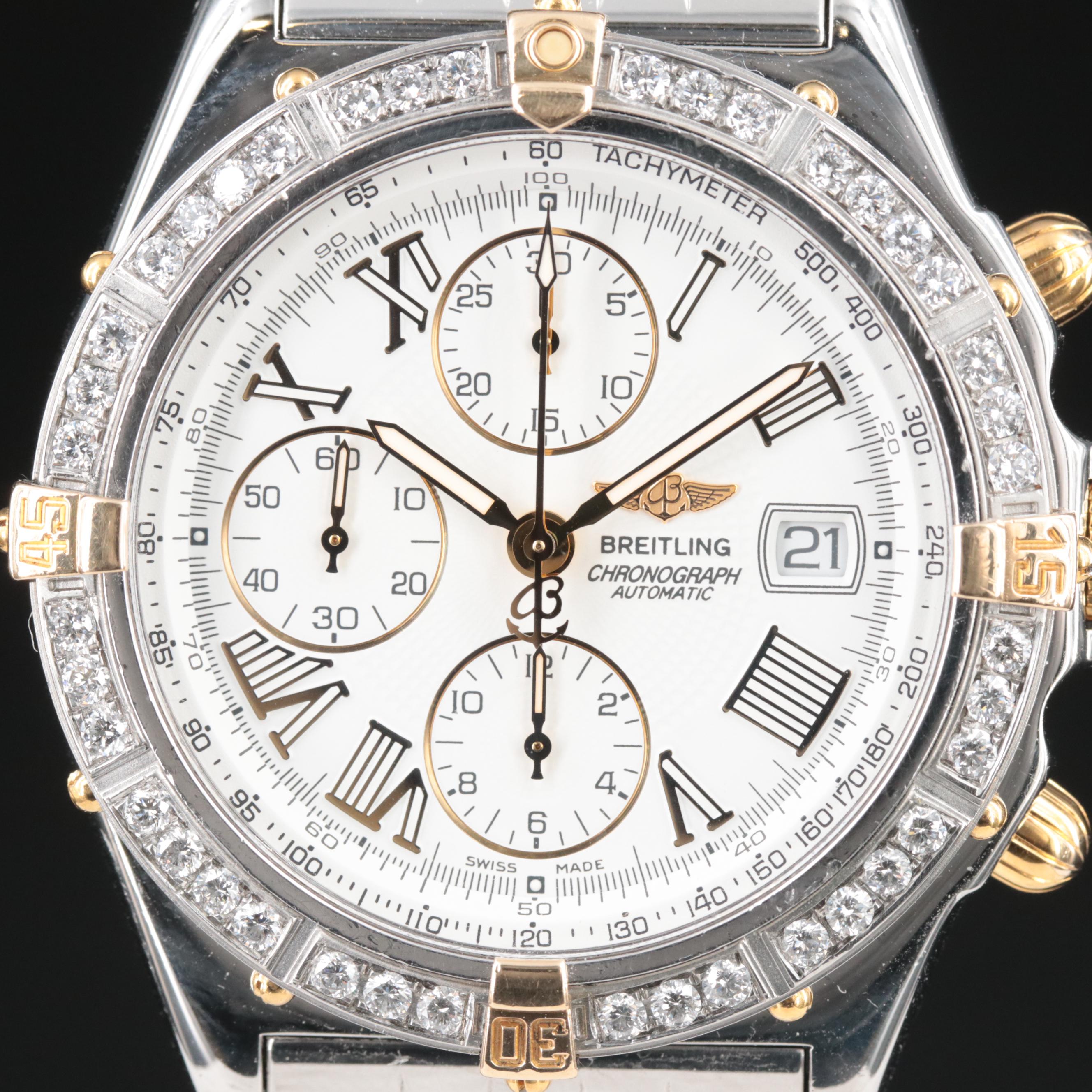 Breitling Crosswind 1.10 CTW Custom Diamond Bezel Chronograph Watch
