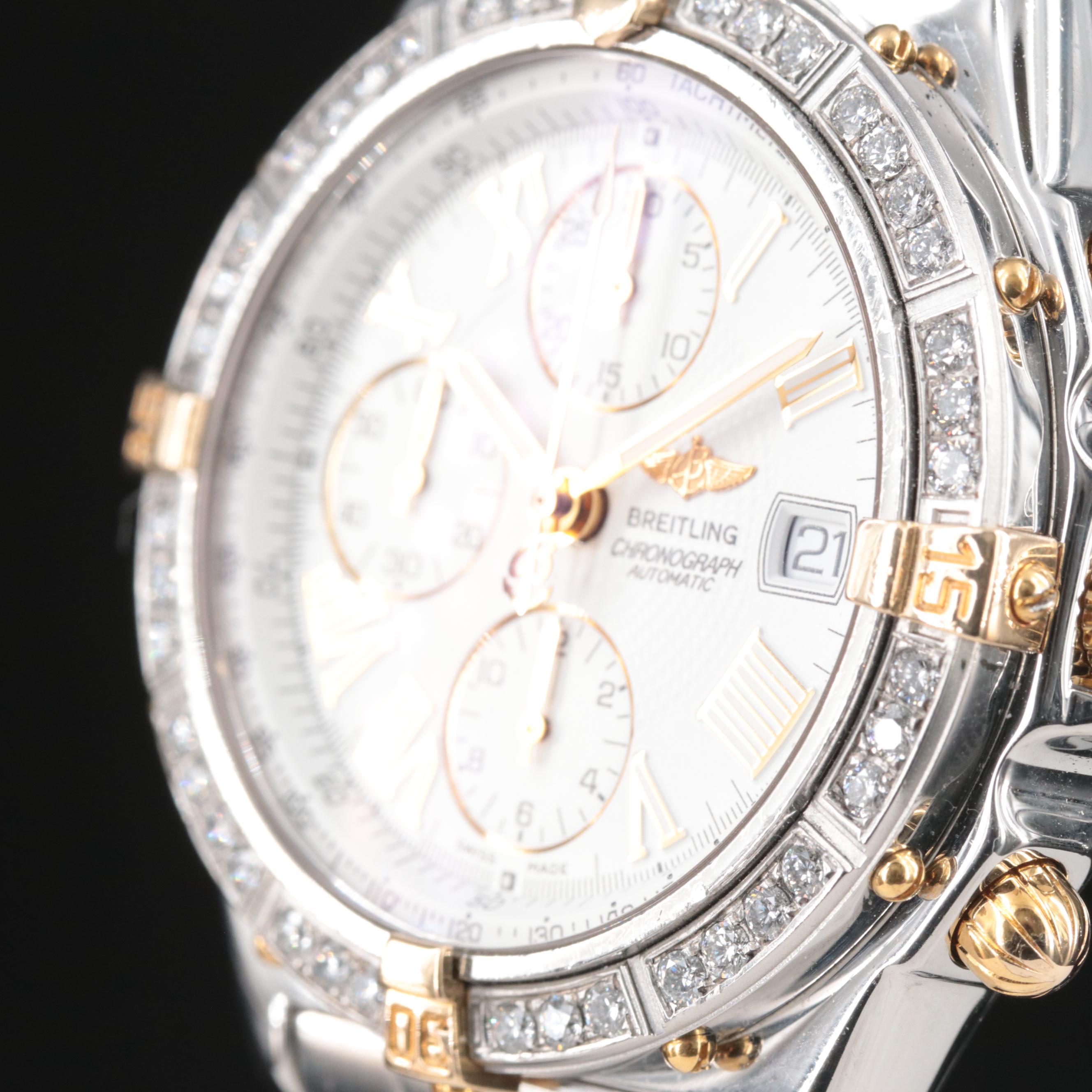 Breitling Crosswind 1.10 CTW Custom Diamond Bezel Chronograph Watch