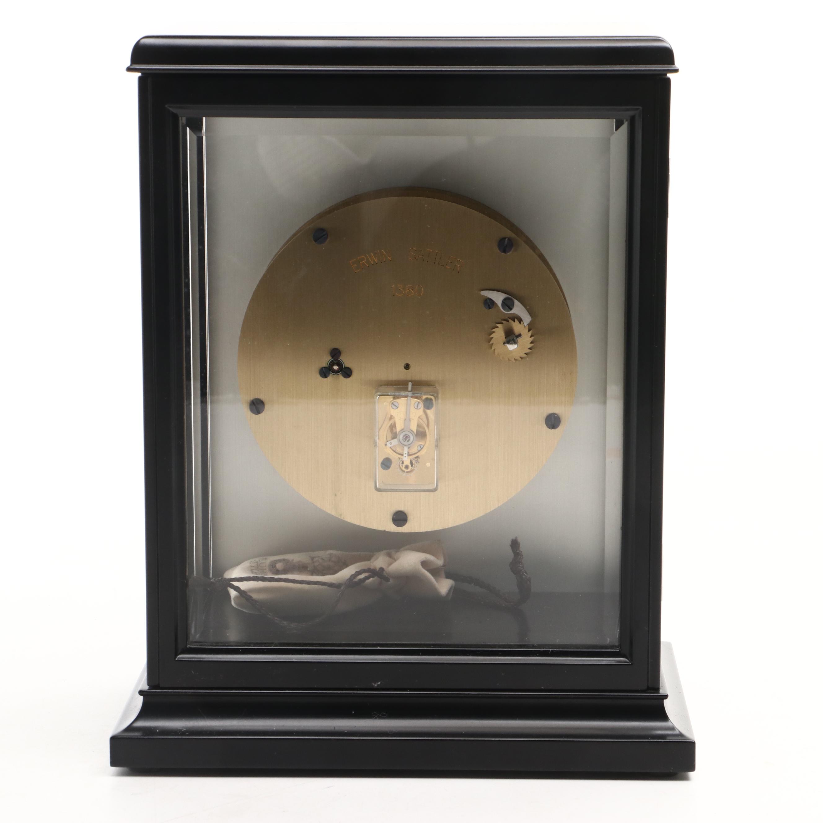 Erwin Sattler Model 1380 Wooden and Glass Table Clock