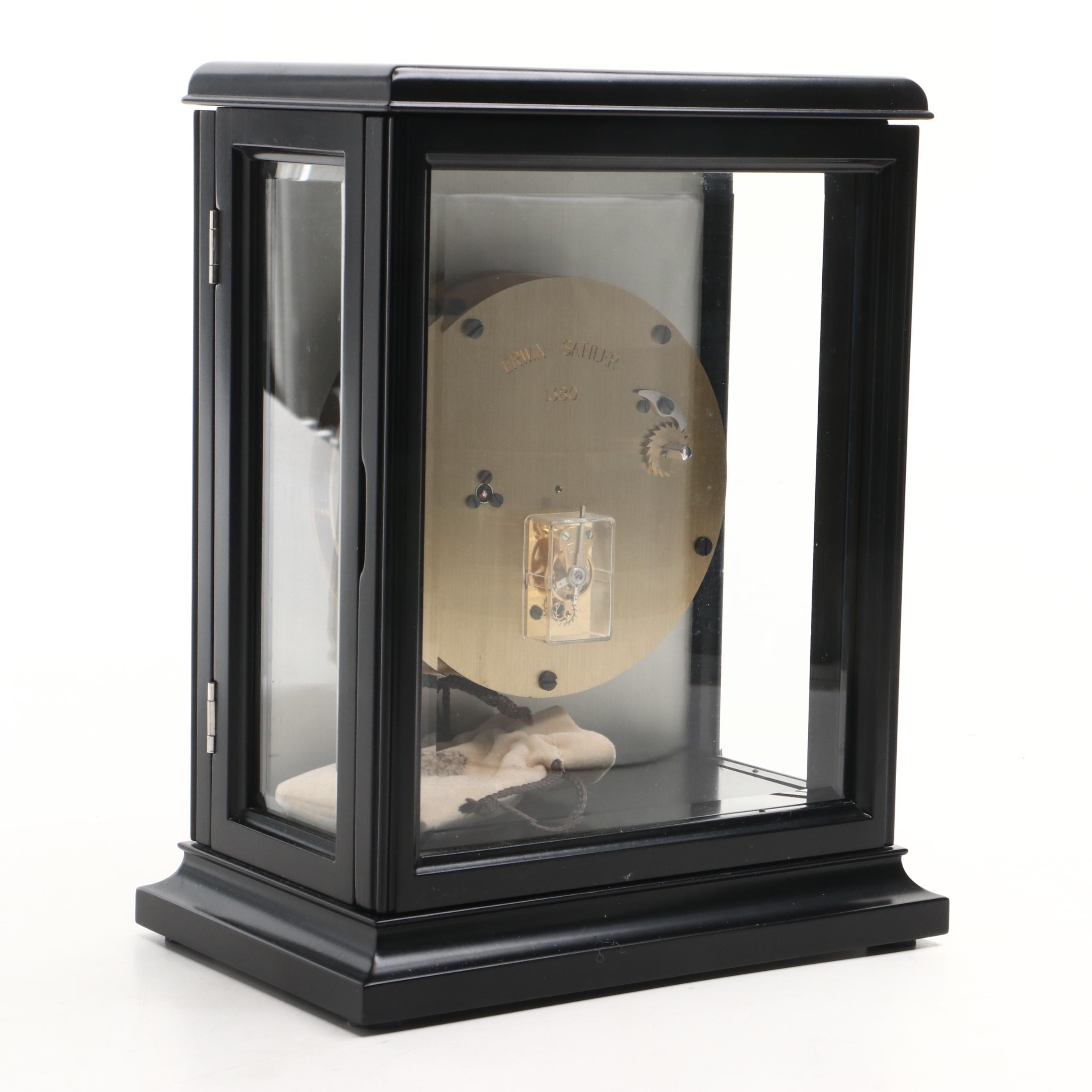 Erwin Sattler Model 1380 Wooden and Glass Table Clock