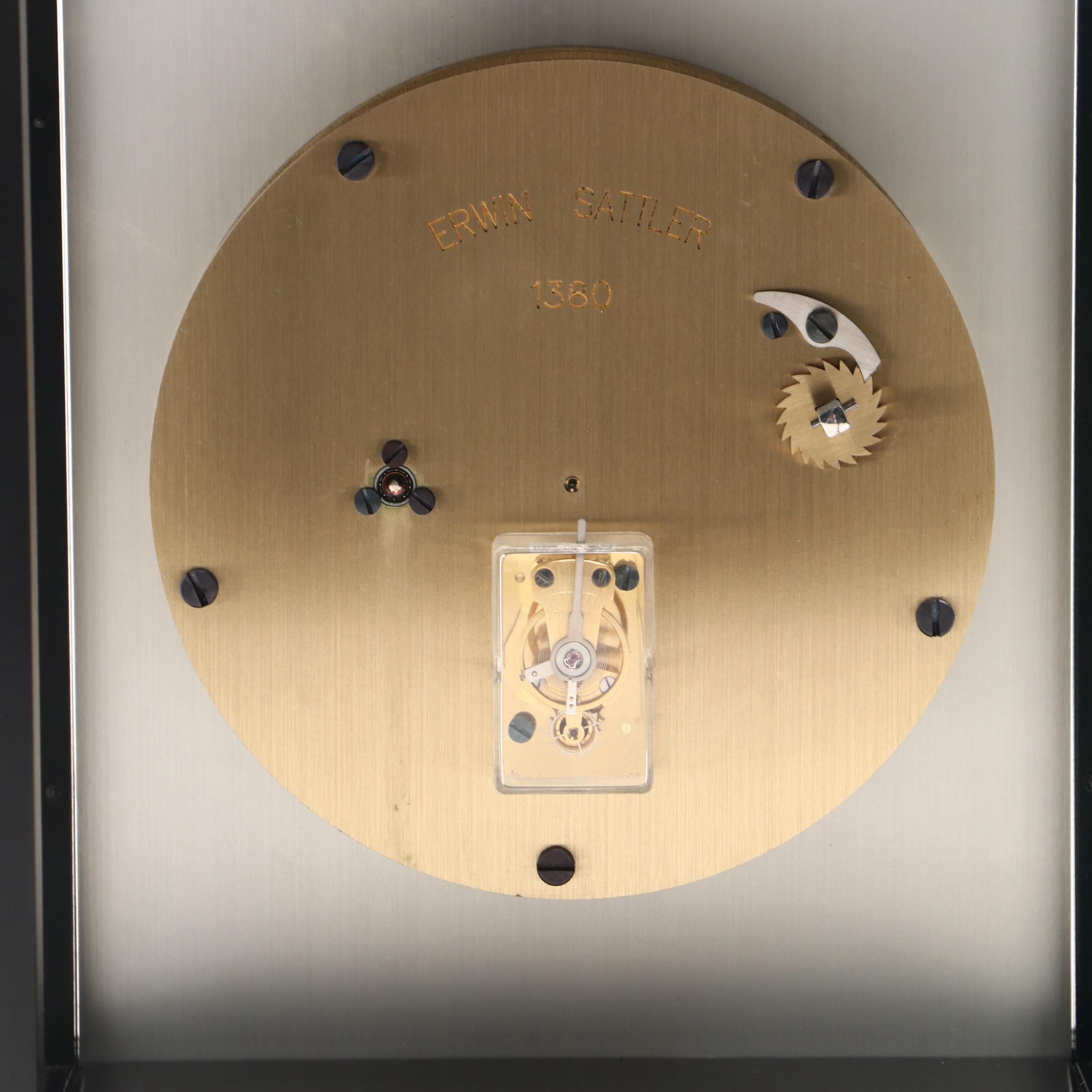 Erwin Sattler Model 1380 Wooden and Glass Table Clock