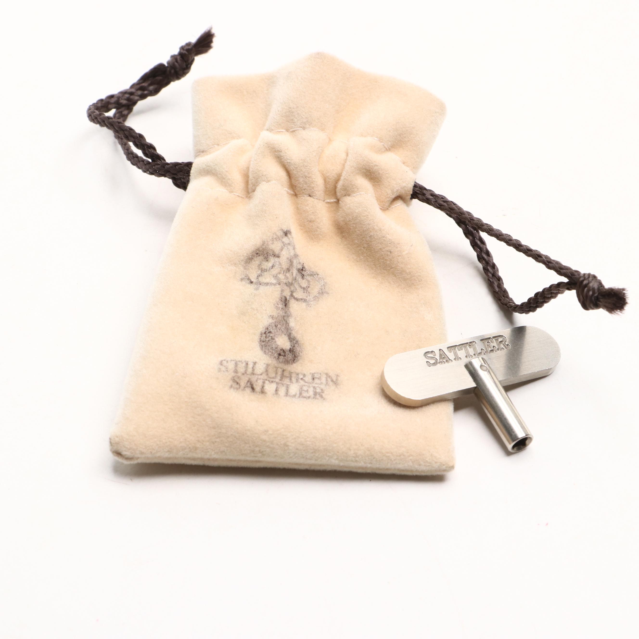 Erwin Sattler Model 1380 Wooden and Glass Table Clock