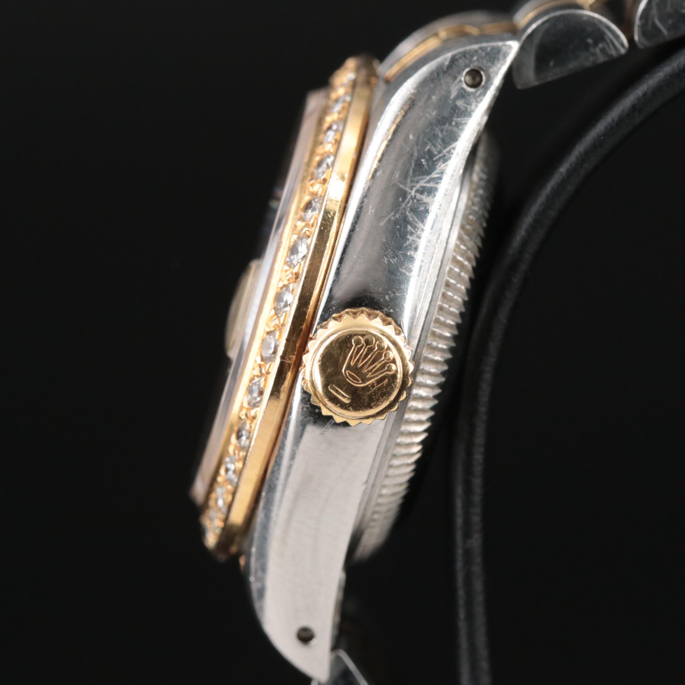 1986 Rolex Custom Diamond Bezel Datejust Automatic Watch