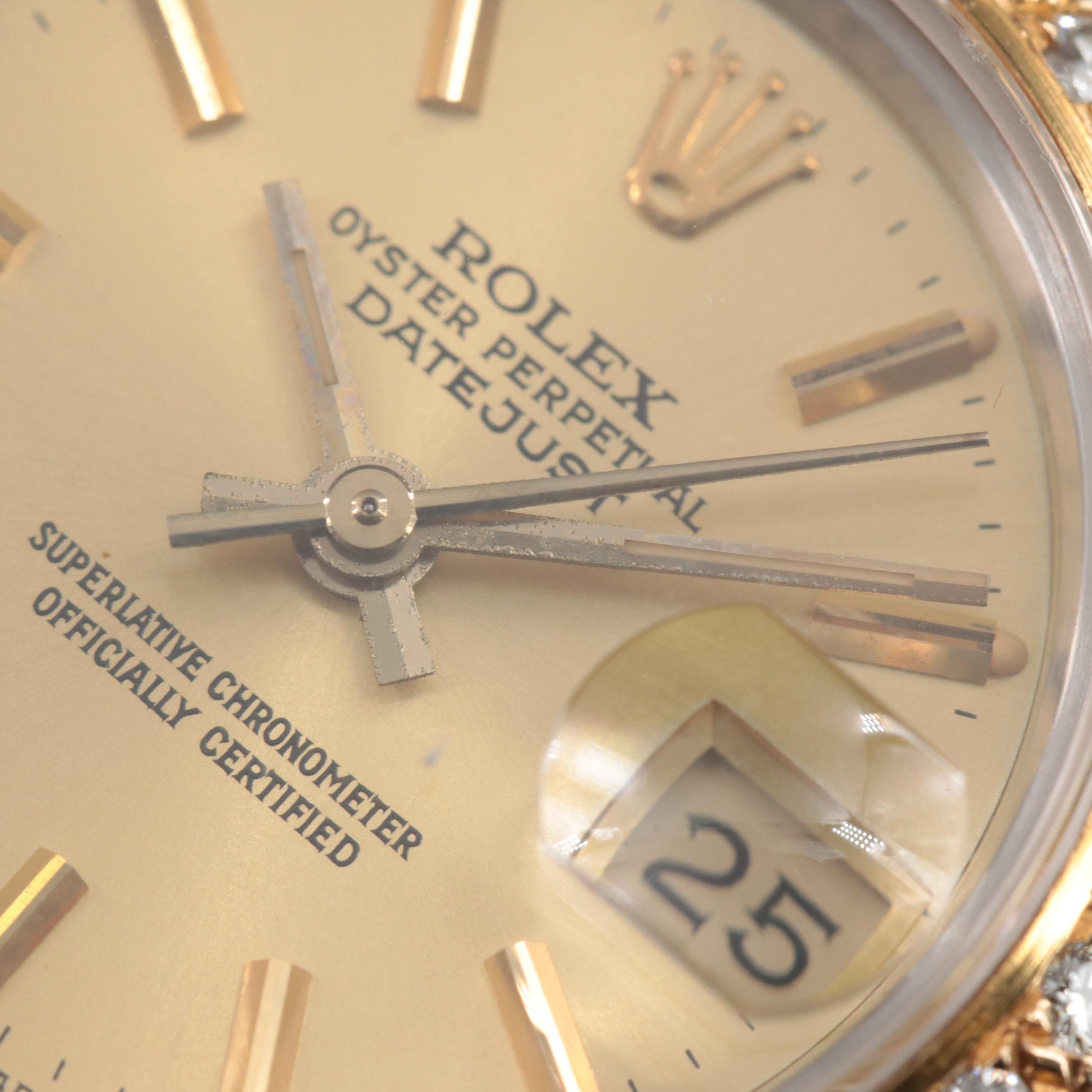 1986 Rolex Custom Diamond Bezel Datejust Automatic Watch