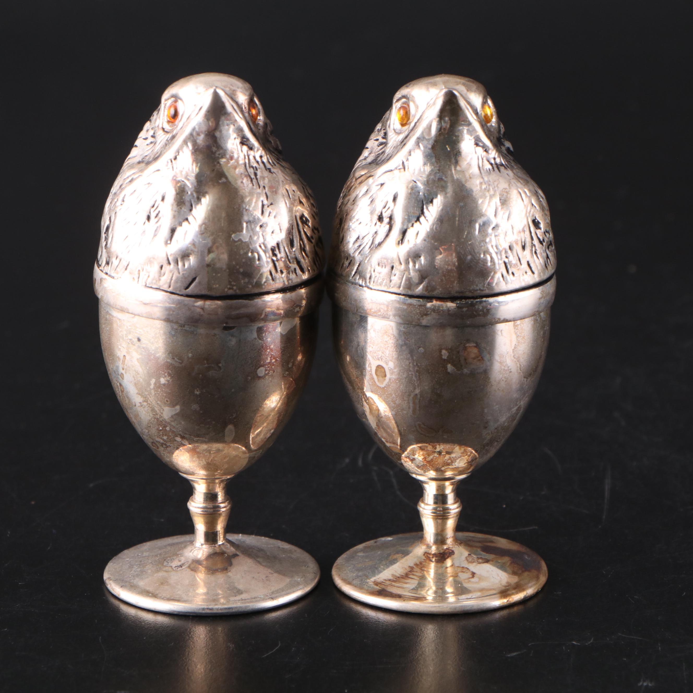 Victorian Style Silver Plate Egg Coddler with Silver Plate Figural Egg Cups