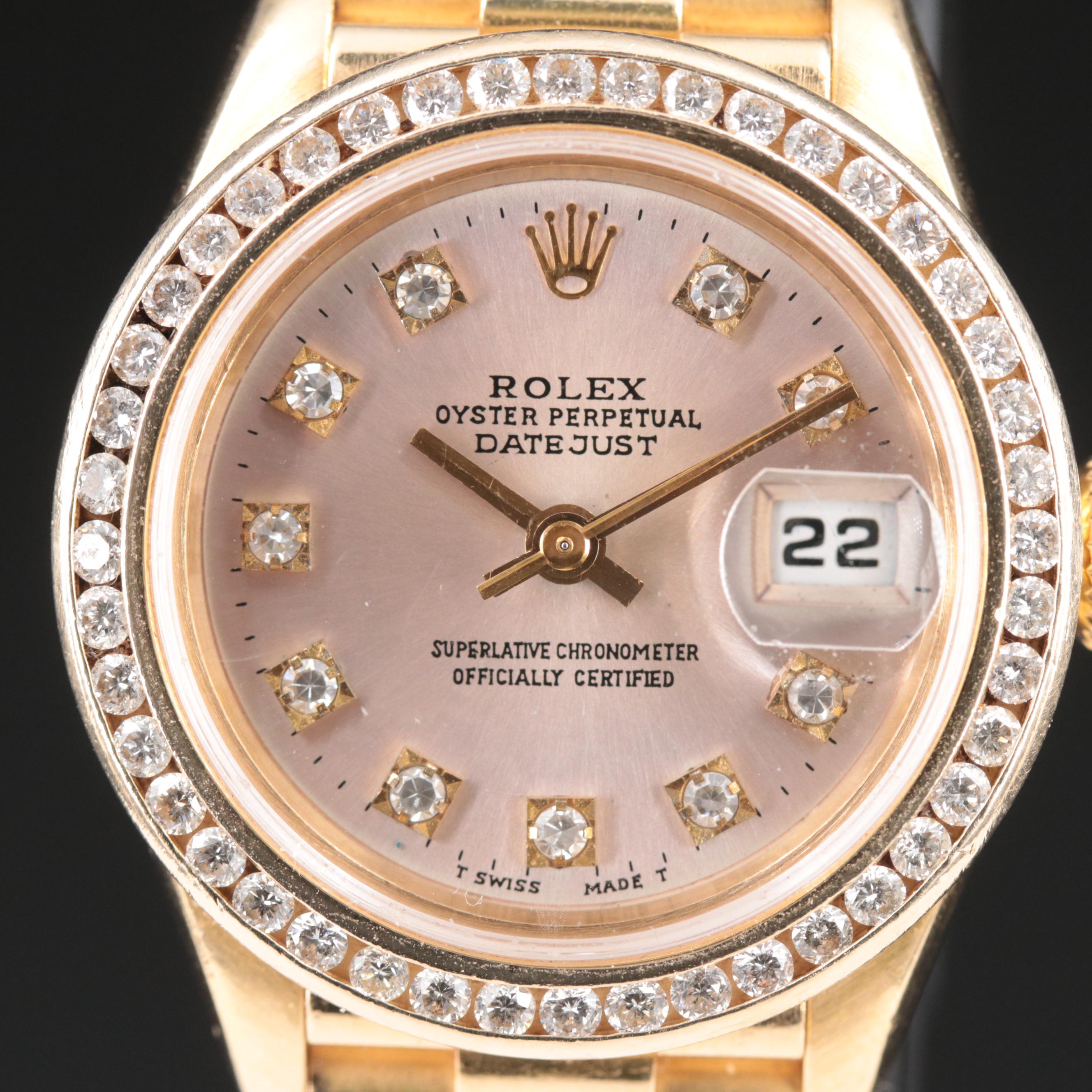 1995 Rolex Custom Diamond Dial and Bezel Datejust President Watch
