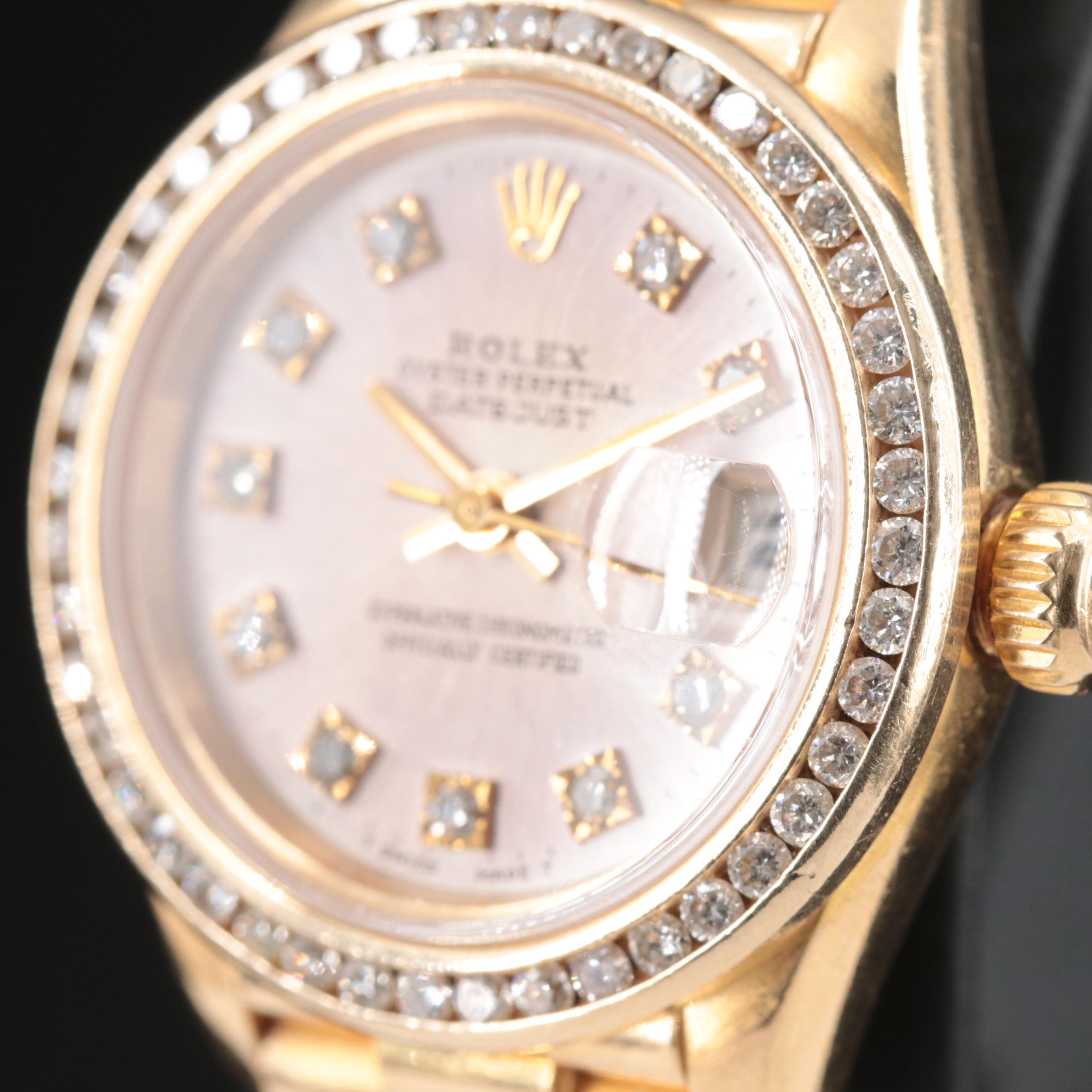 1995 Rolex Custom Diamond Dial and Bezel Datejust President Watch