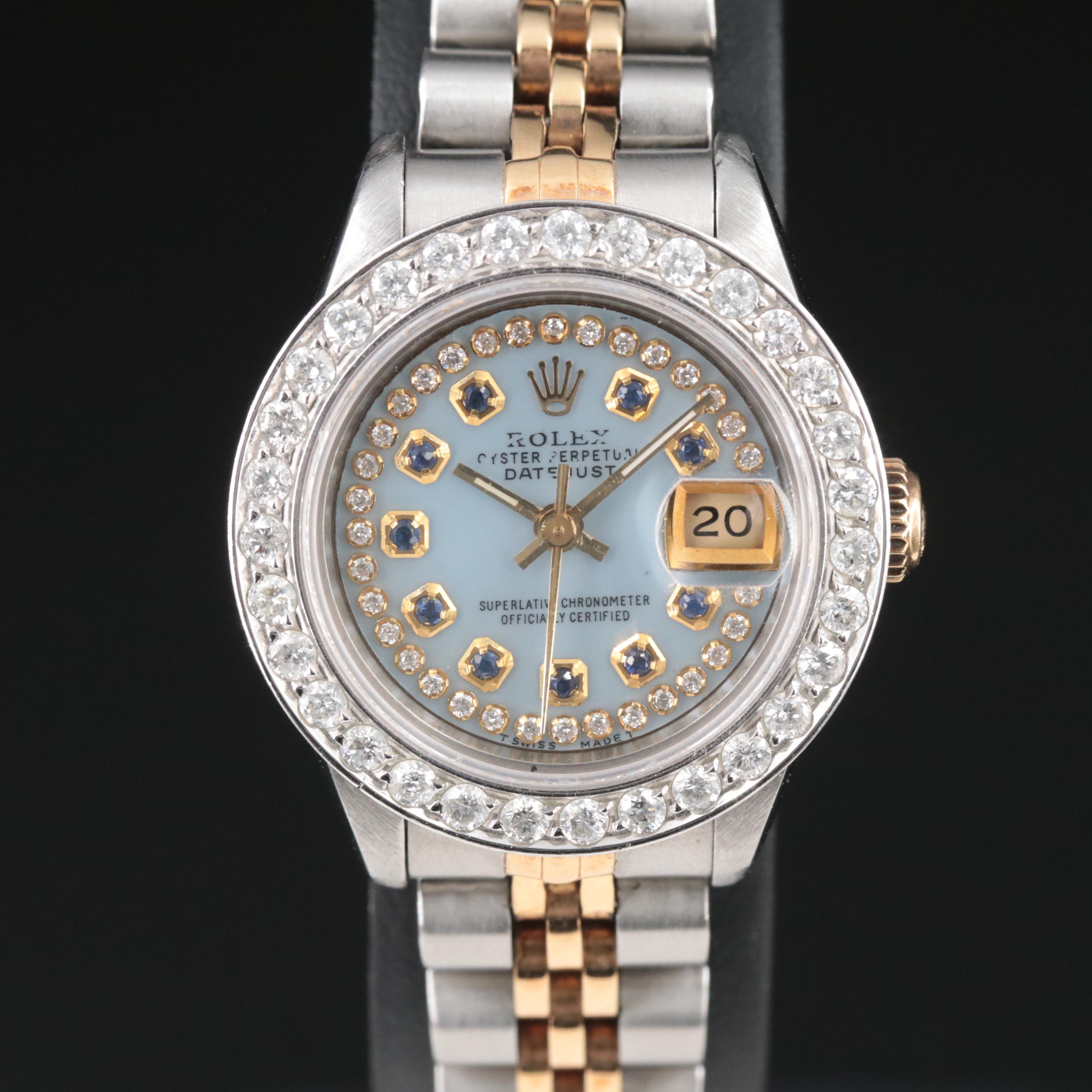 1993 Rolex 1.15 CTW Custom Diamond Dial and Bezel Datejust Watch