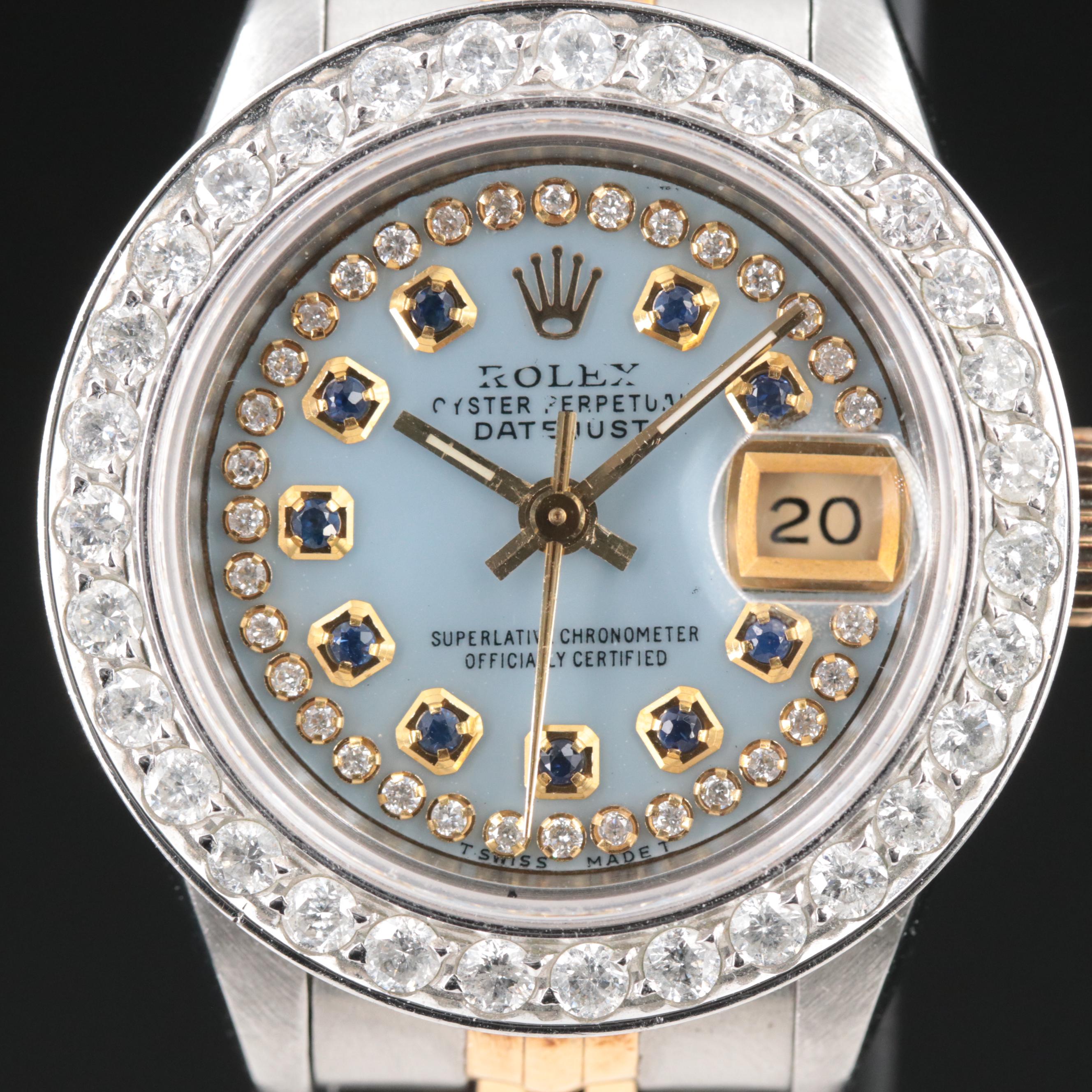 1993 Rolex 1.15 CTW Custom Diamond Dial and Bezel Datejust Watch