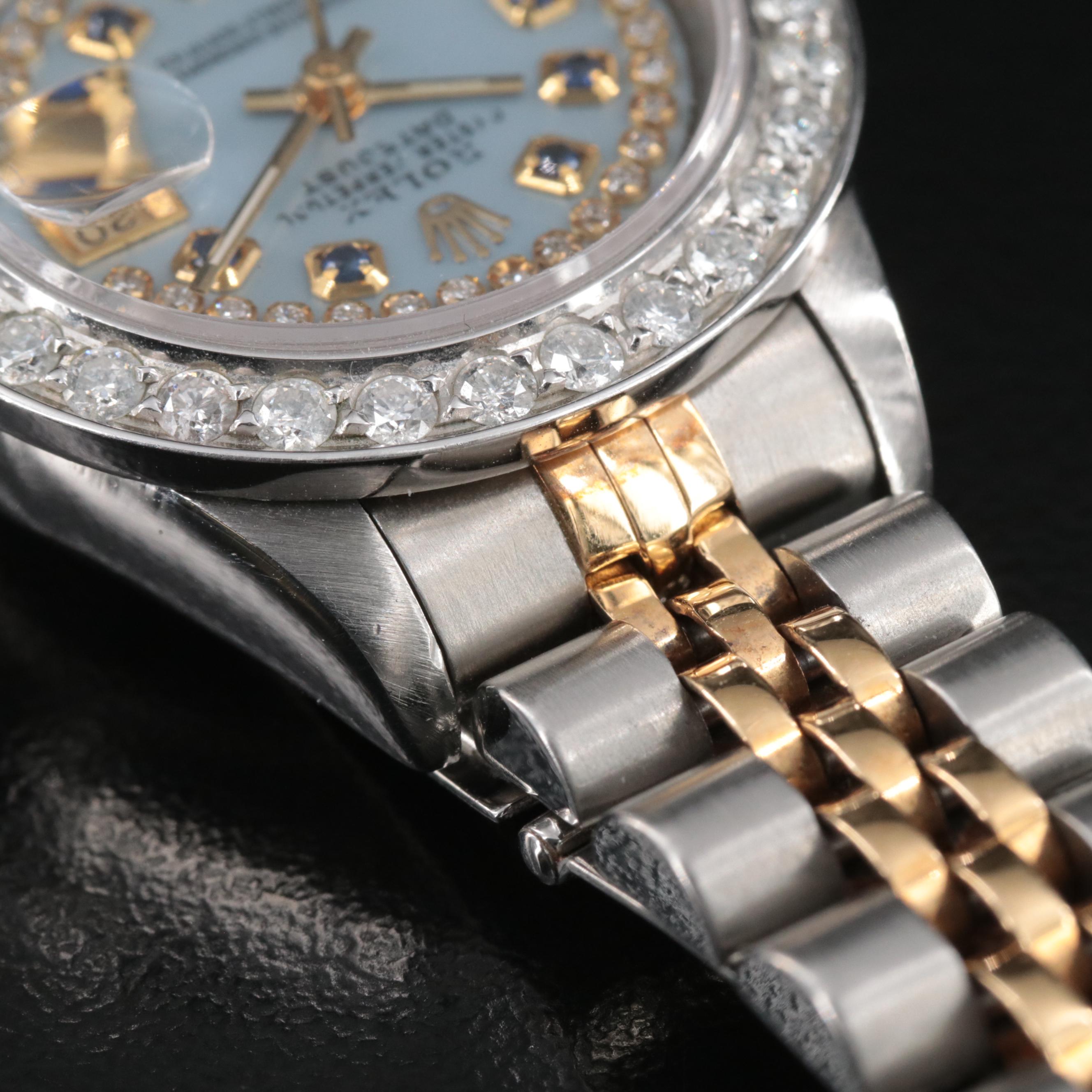 1993 Rolex 1.15 CTW Custom Diamond Dial and Bezel Datejust Watch