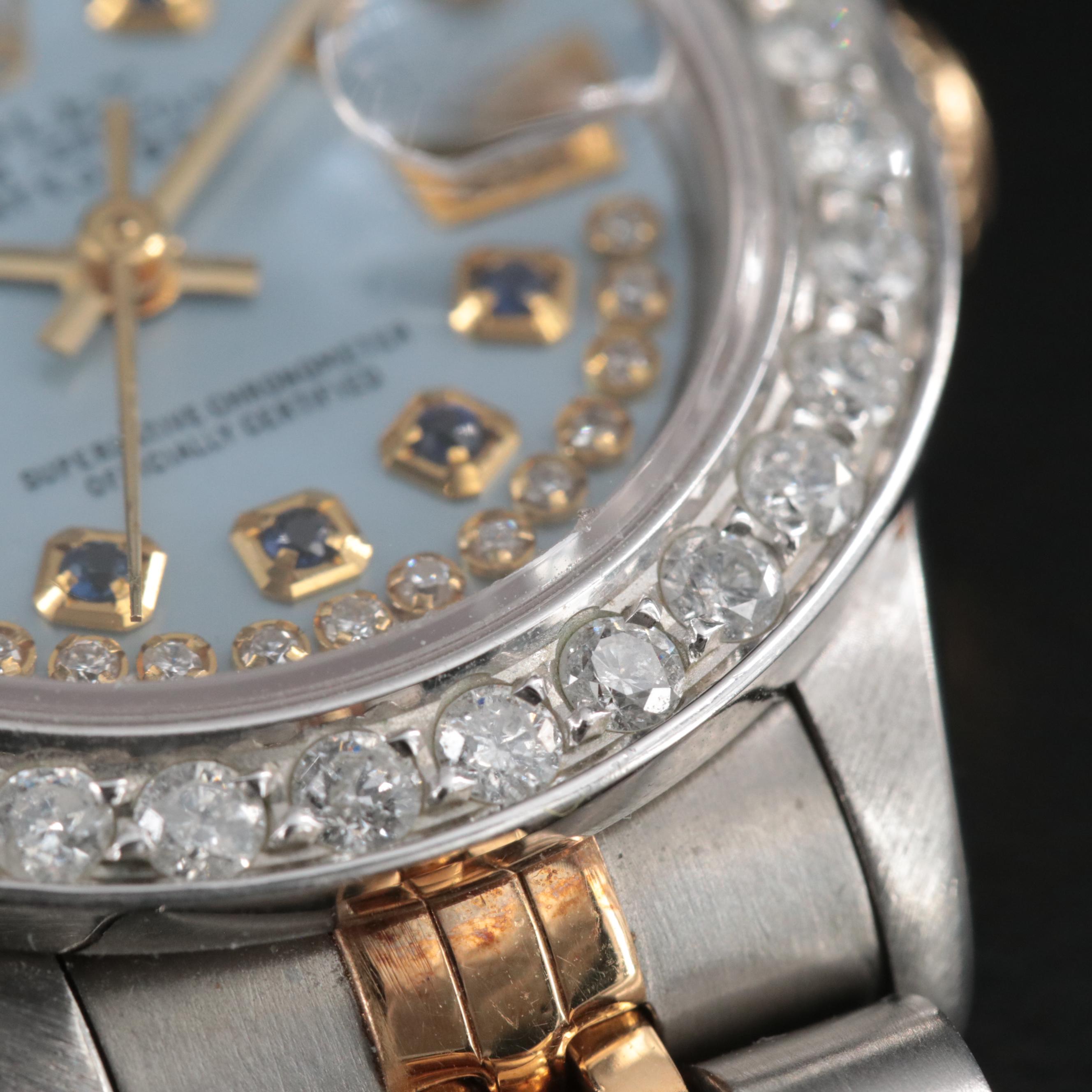 1993 Rolex 1.15 CTW Custom Diamond Dial and Bezel Datejust Watch