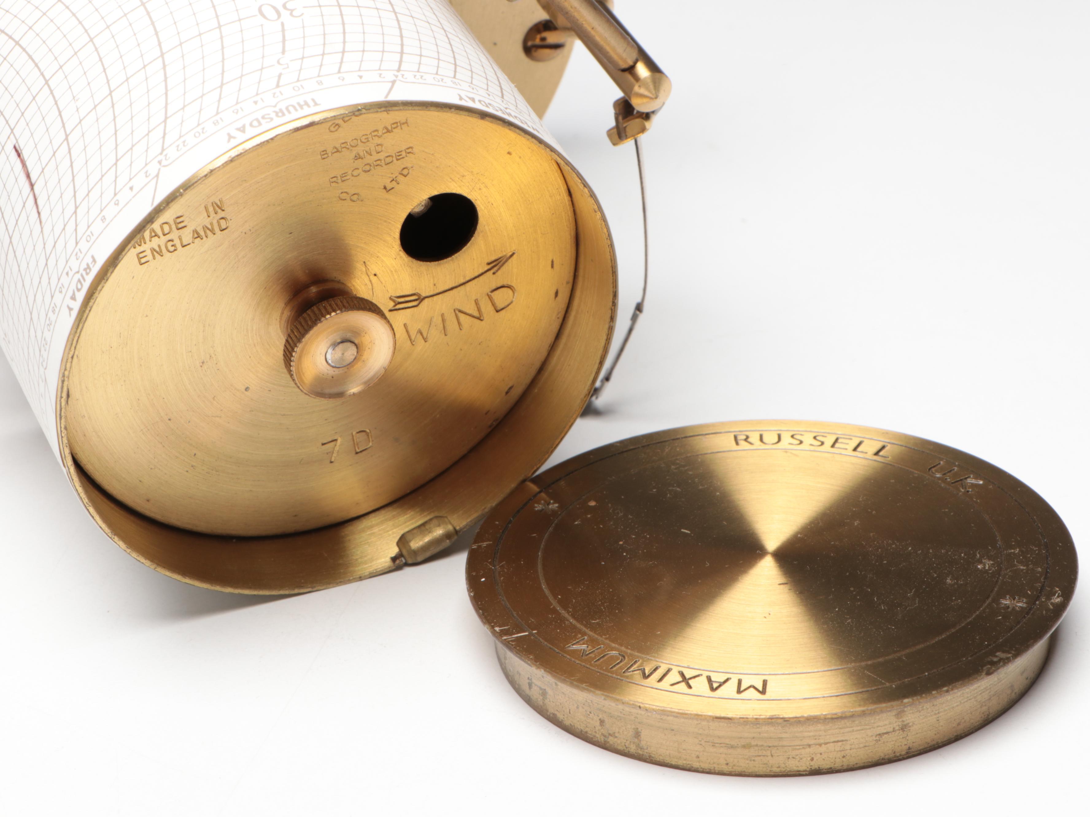 Russell Brass and Plastic Barograph Barometer