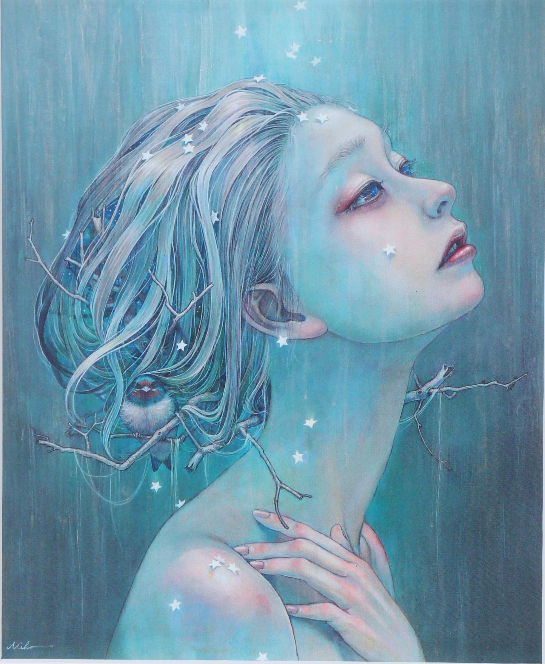 Miho Hirano Offset Lithograph " Twinkle Stars" From "The Beauties of Nature"